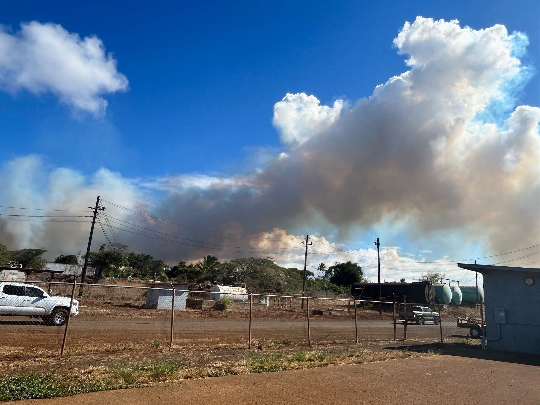 Smoke rising from a fire near Paia, Hawaii