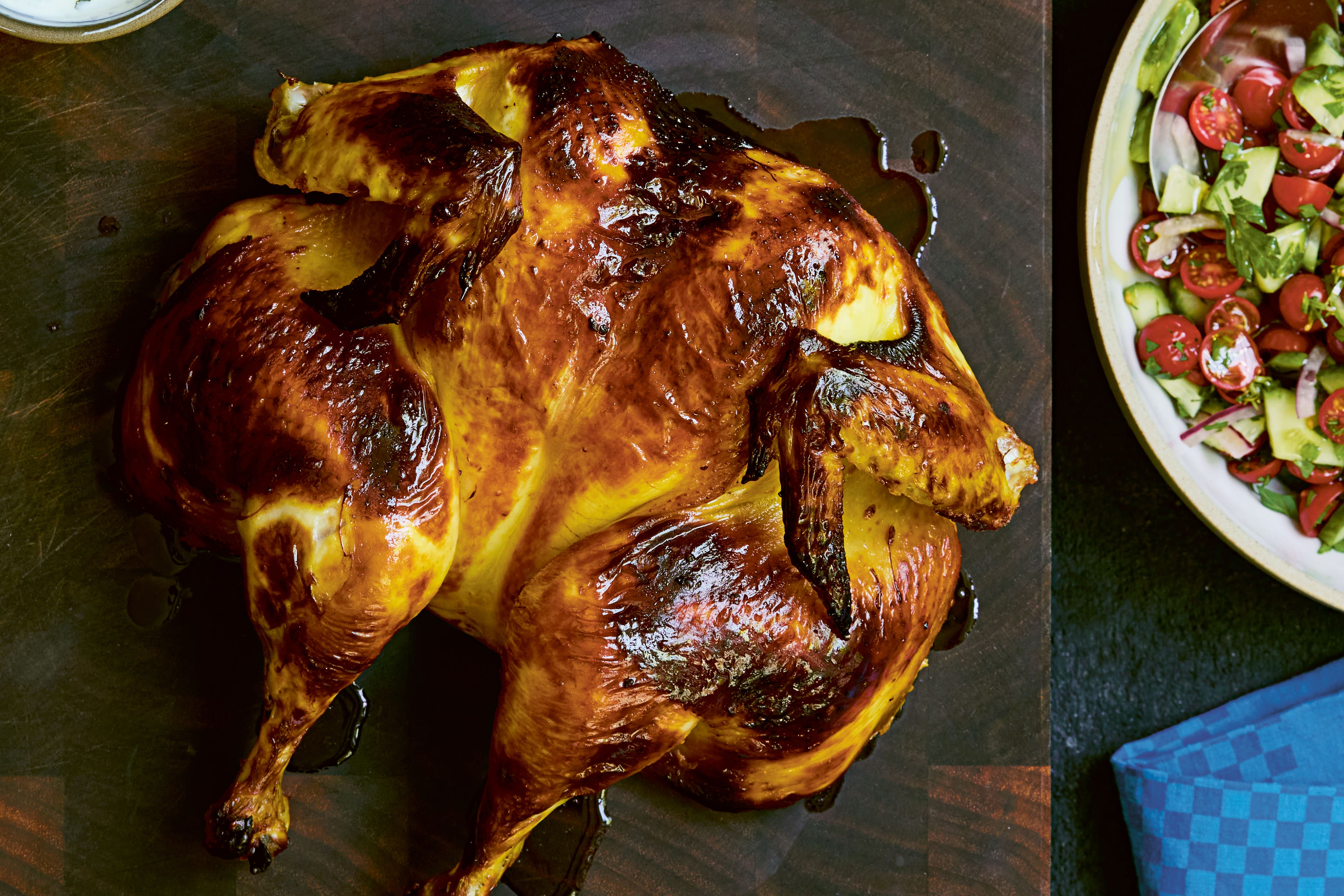 Marinated overnight in saffron, yoghurt and lime, this roast chicken is Nosrat’s take on the Persian joojeh kabob of her childhood