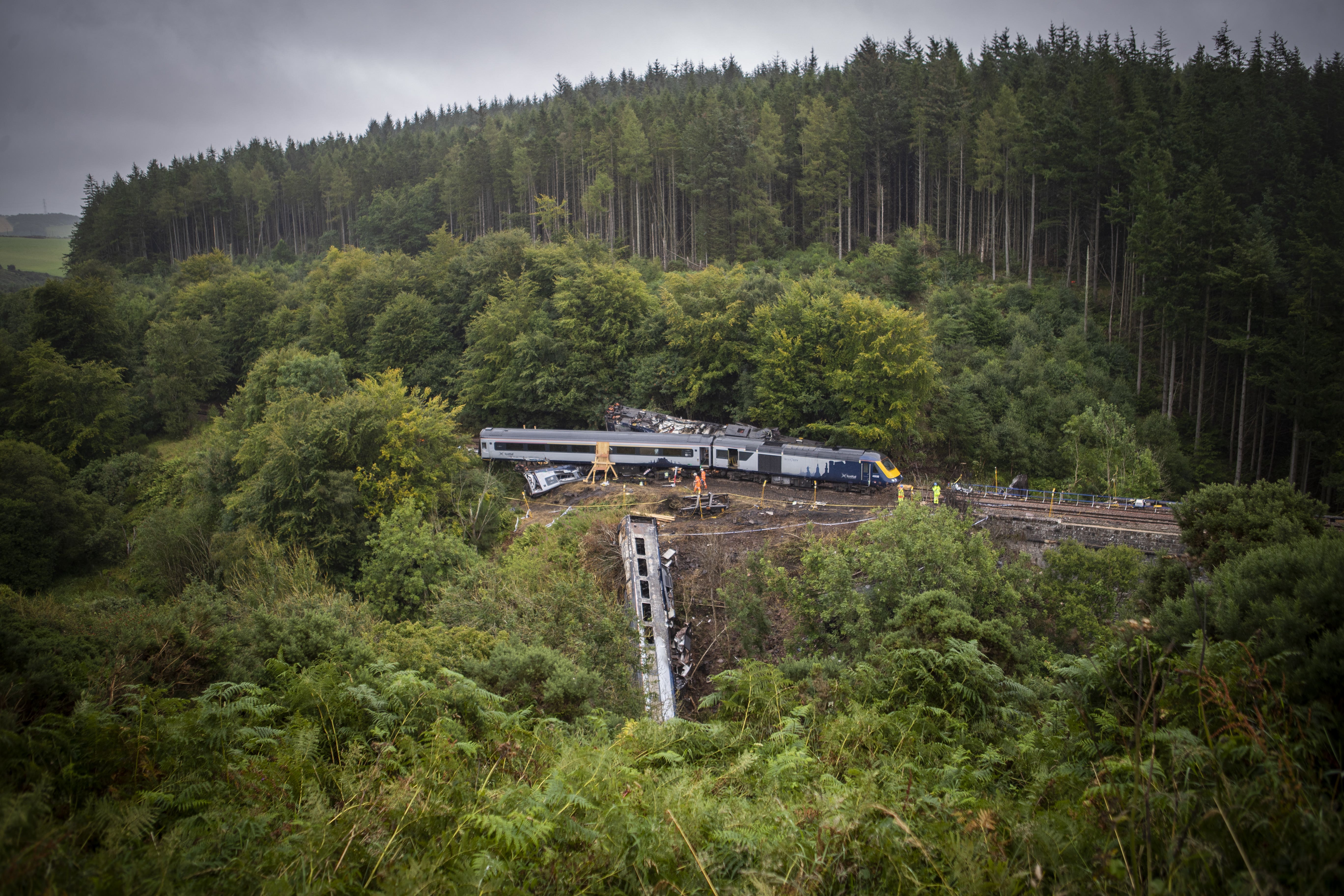 The derailment happened during bad weather in August 2020 (Jane Barlow/PA)