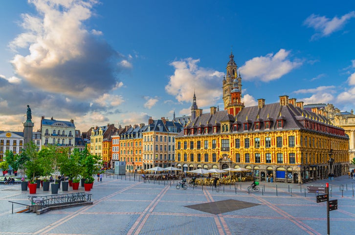Lille's Grand Place (Place du Général-de-Gaulle), where several impressive buildings vie for attention