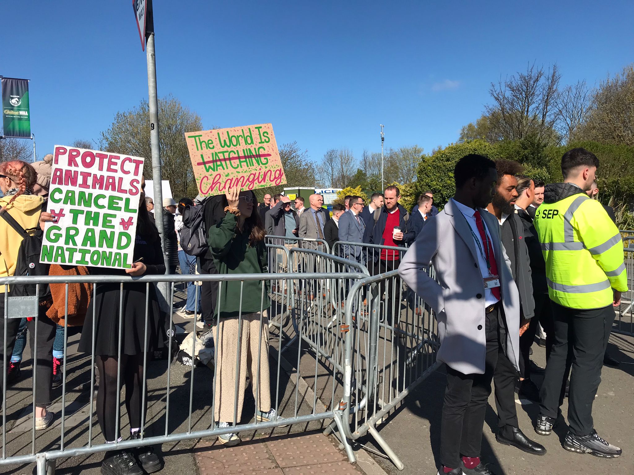 Protesters held anti-cruelty placards