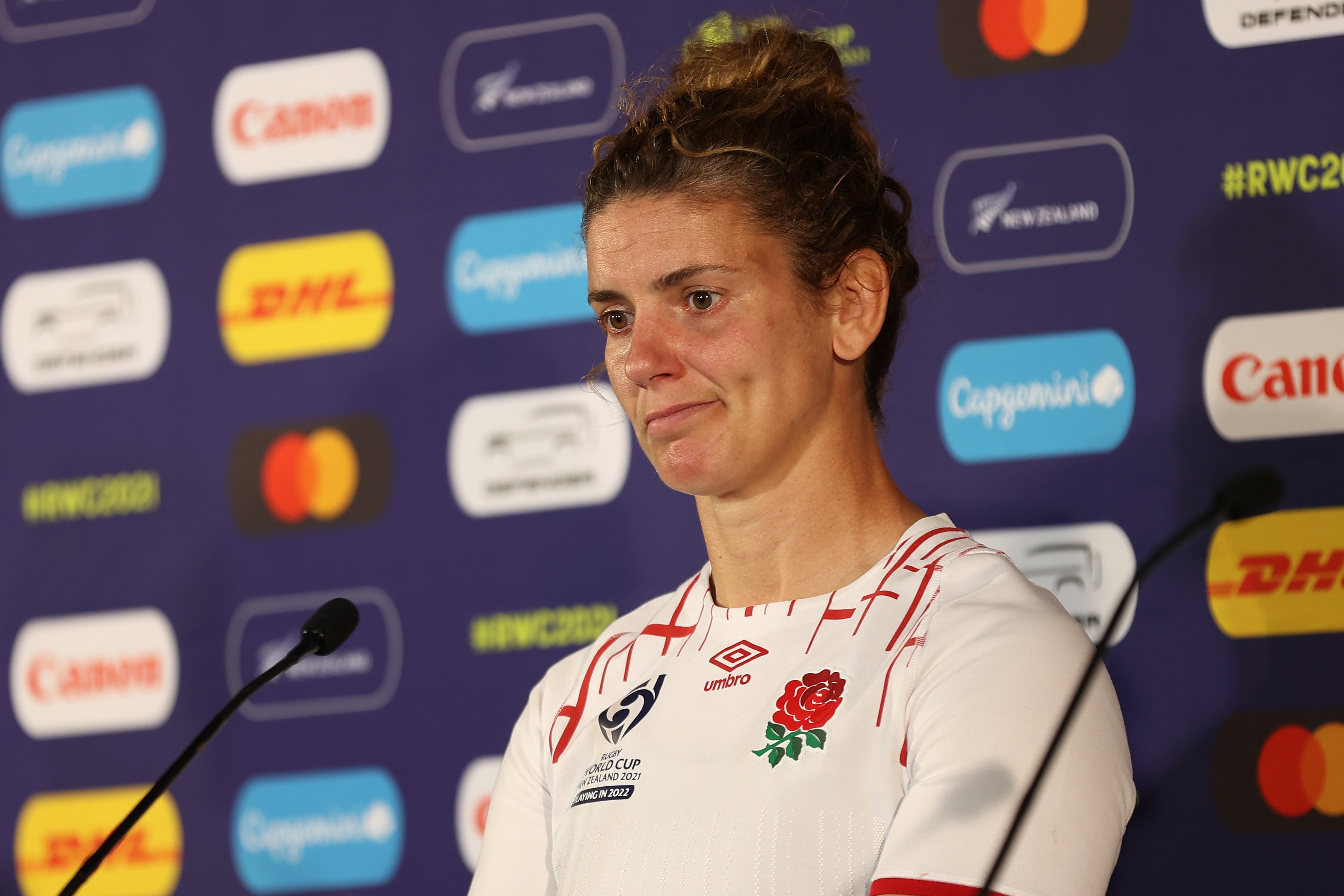 Sarah Hunter, seen here after the last World Cup final, thinks England have learned from the experience