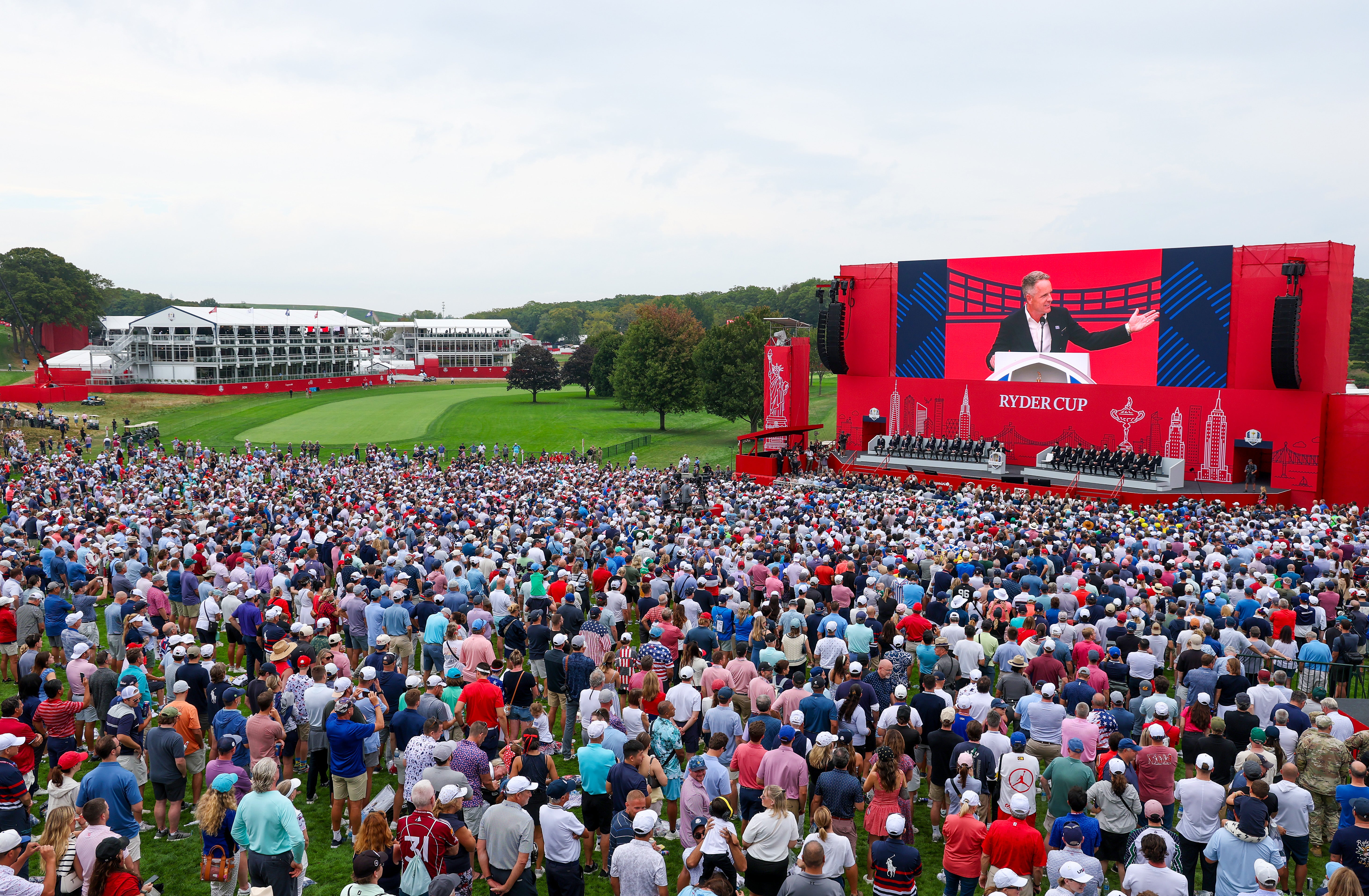 The Ryder Cup opening ceremony took place a day early due to inclement weather expected on Thursday
