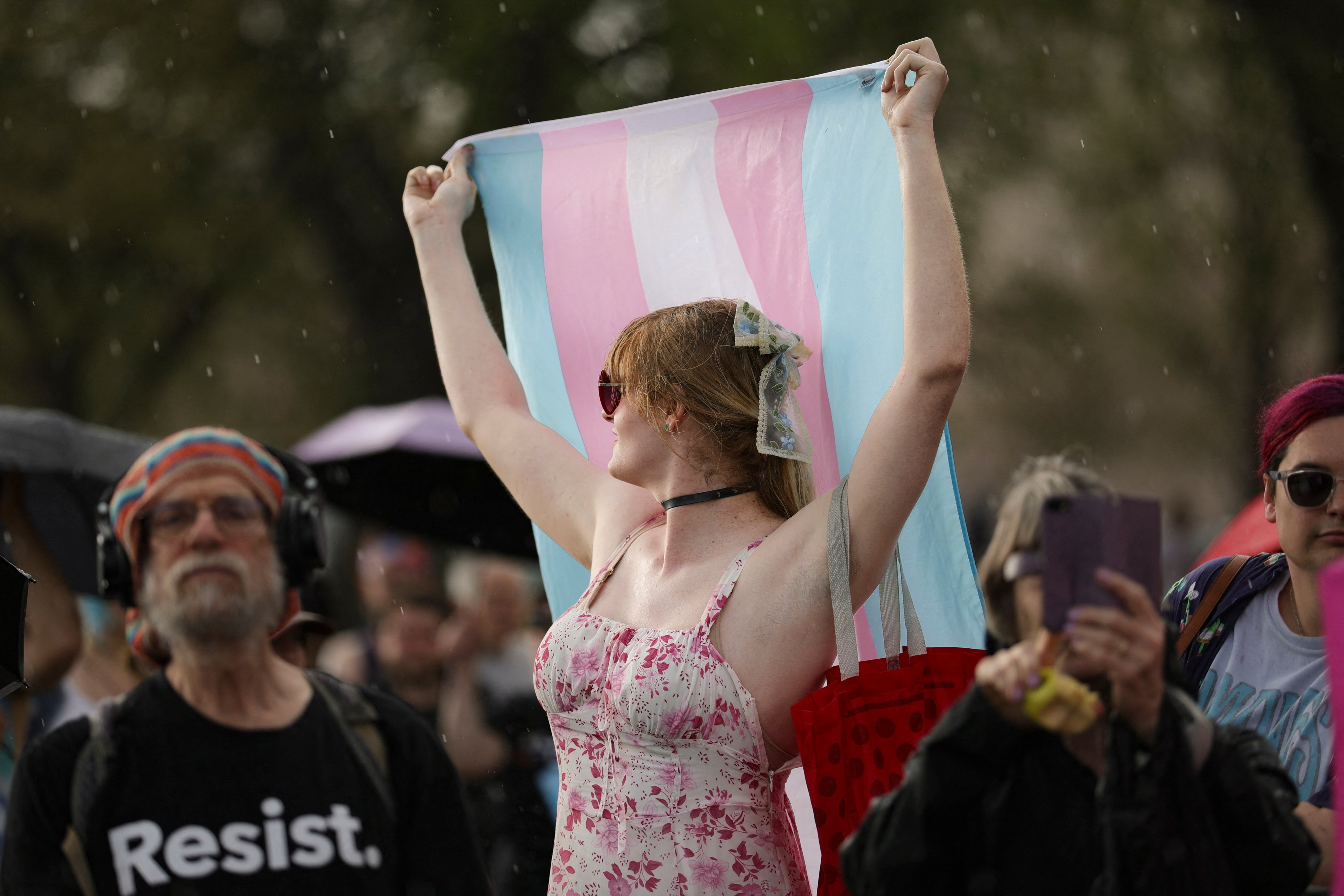 Demonstrators rally for Trans Day of Visibility on the National Mall in Washington D.C., March 2025