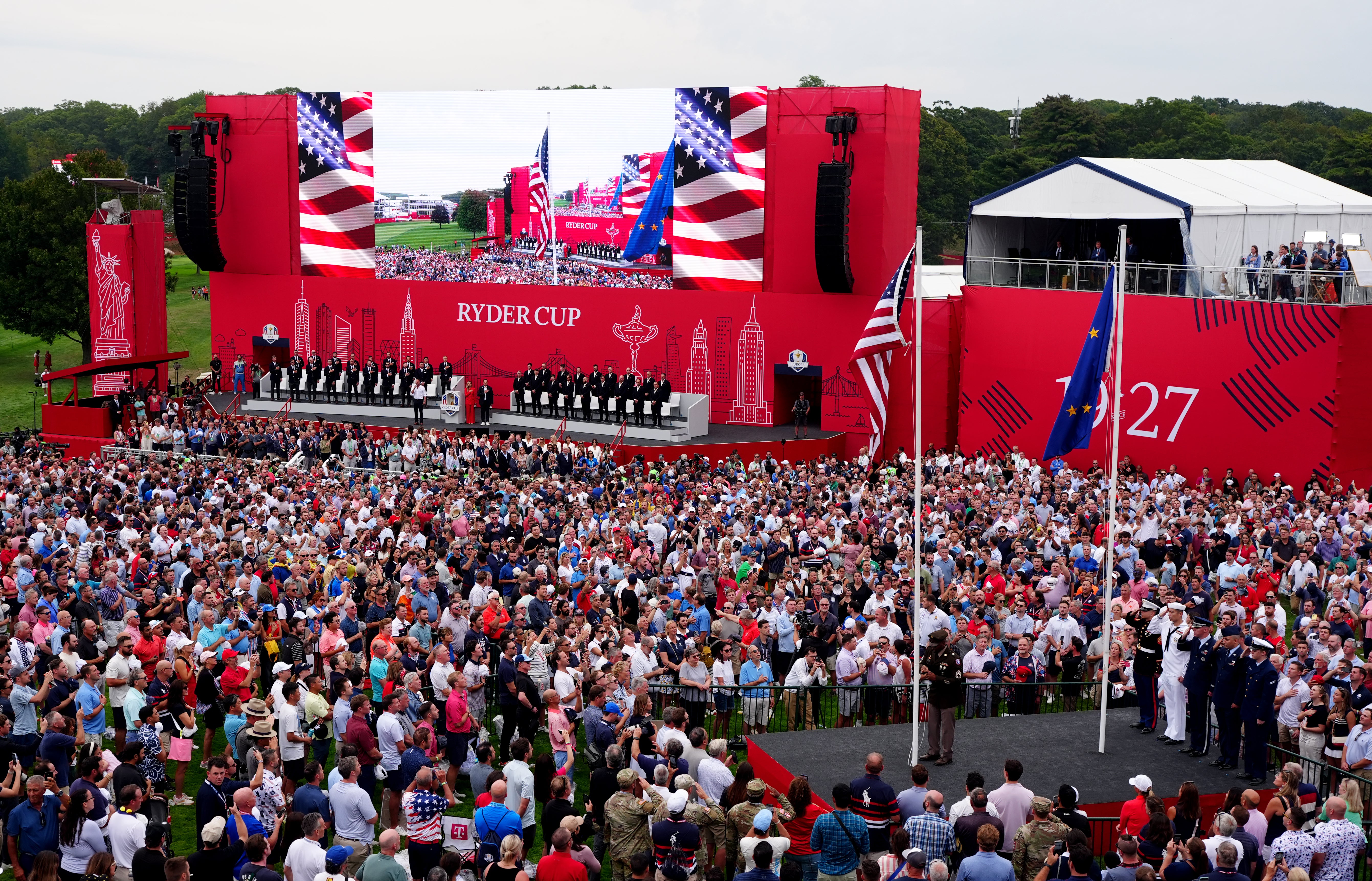 Players from both teams were introduced to the crowd at the opening ceremony