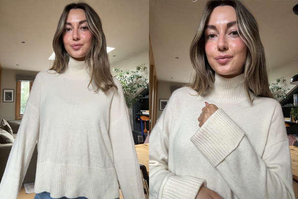 indybest review Rise & Fall merino cashmere high neck jumper.