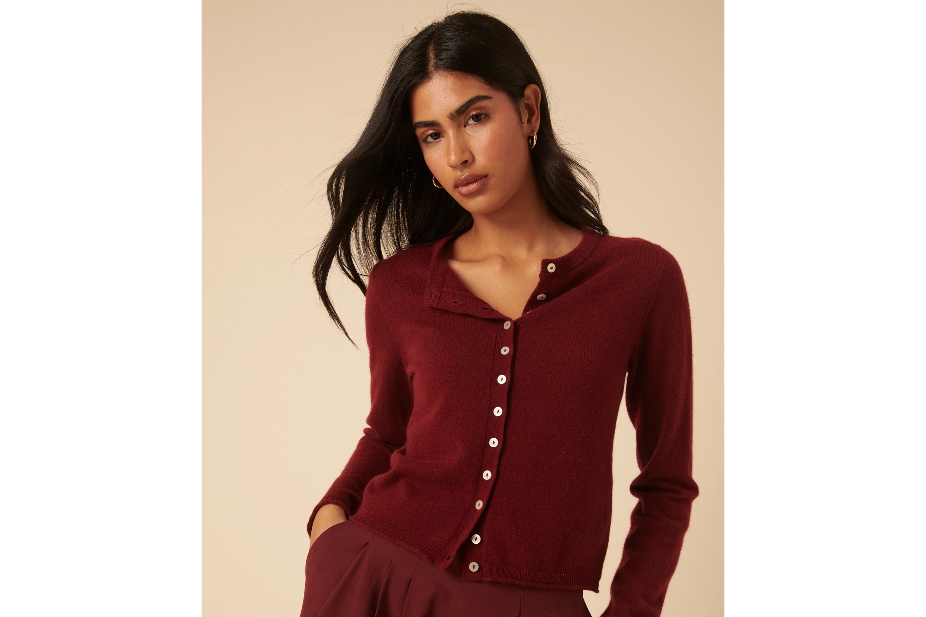 indybest review Nobody’s Child burgundy cashmere cardigan