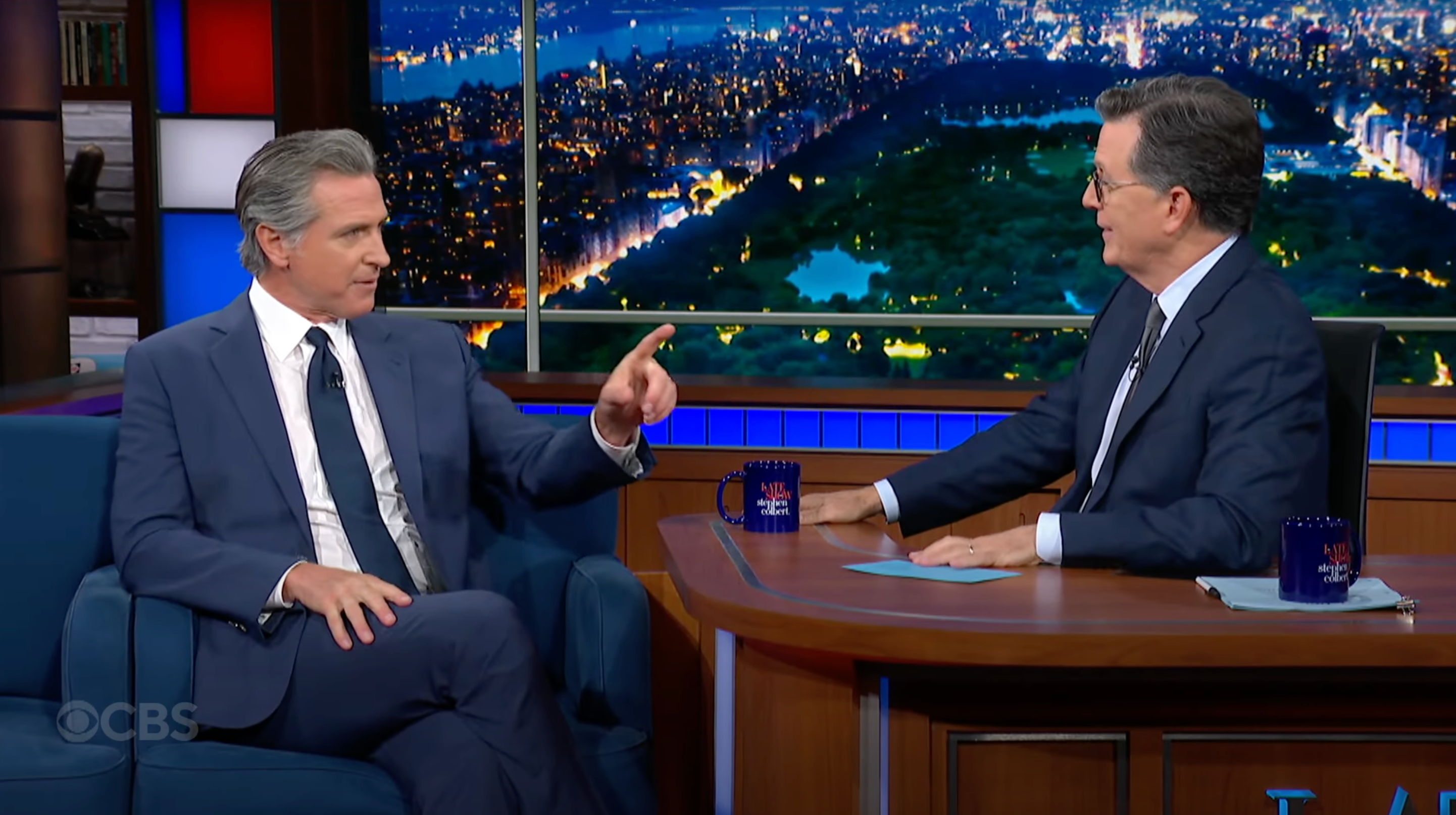 Newsom and Colbert discuss the ‘absurdity’ of Trump, as well as the dangers of his ‘authoritarian actions’