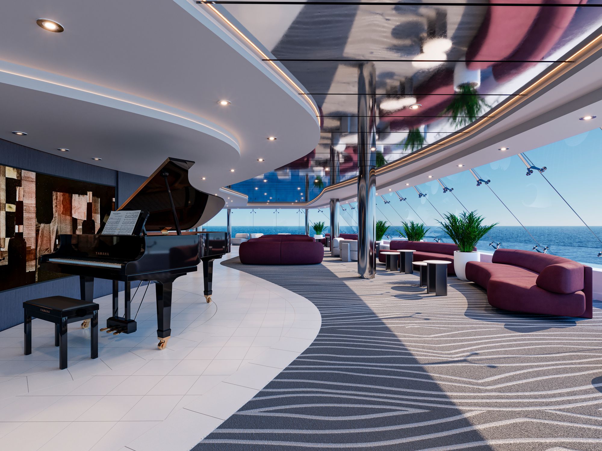 The Top Sail Lounge is a key feature of MSC Yacht Club