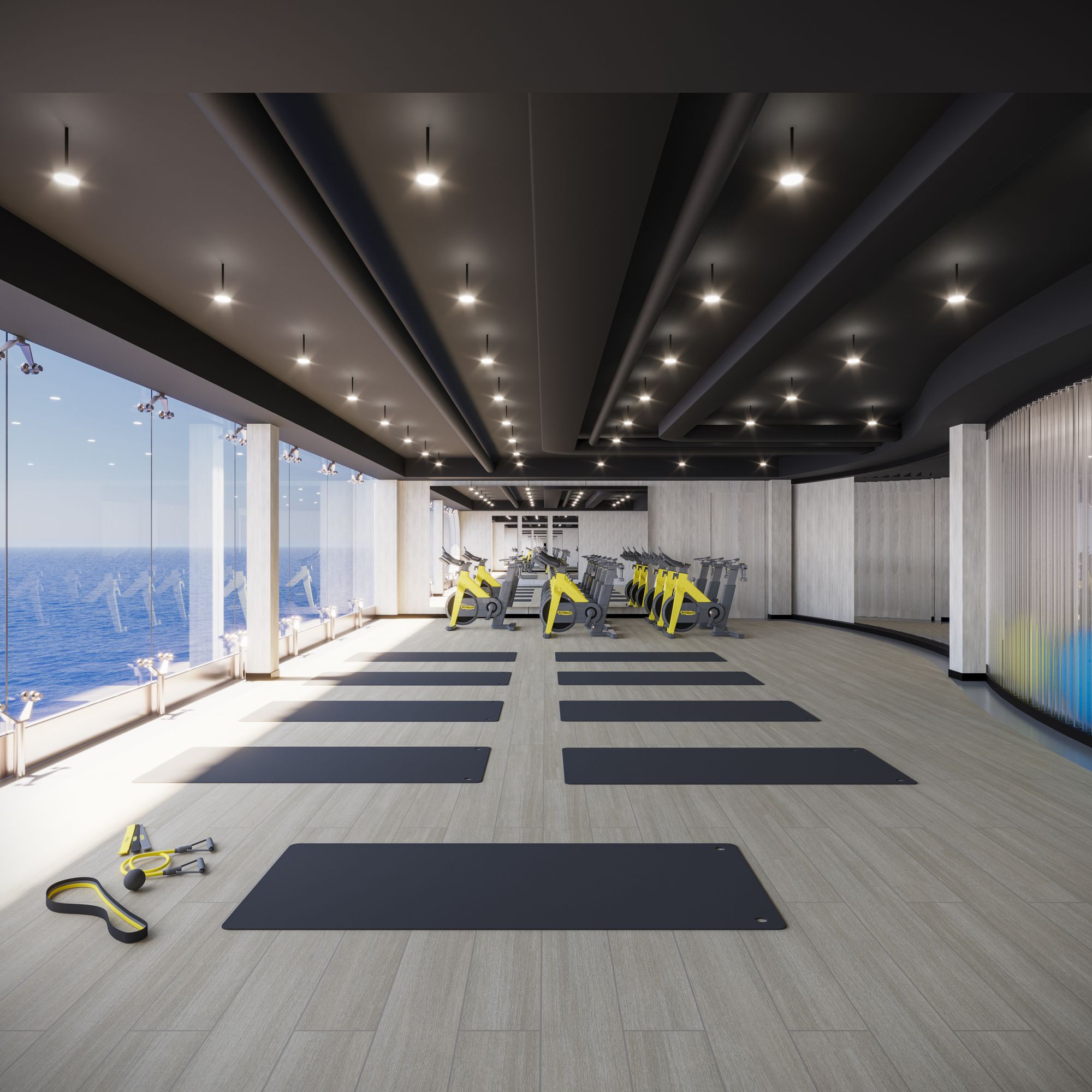 The ‘MSC Poesia’ gym overlooks the ocean