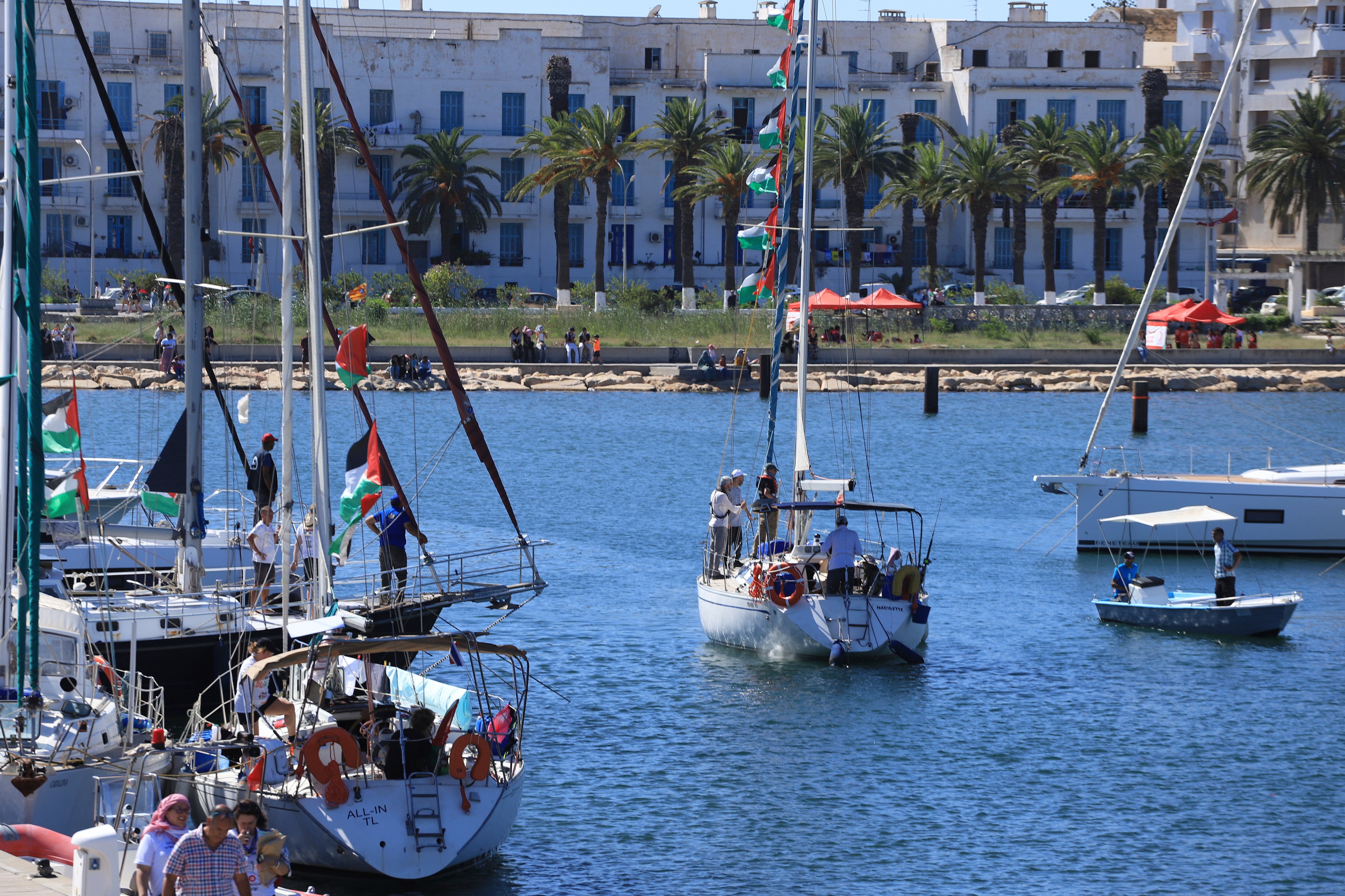 Volunteers say the flotilla is the largest attempt to date to break Israel’s maritime blockade of the Gaza Strip