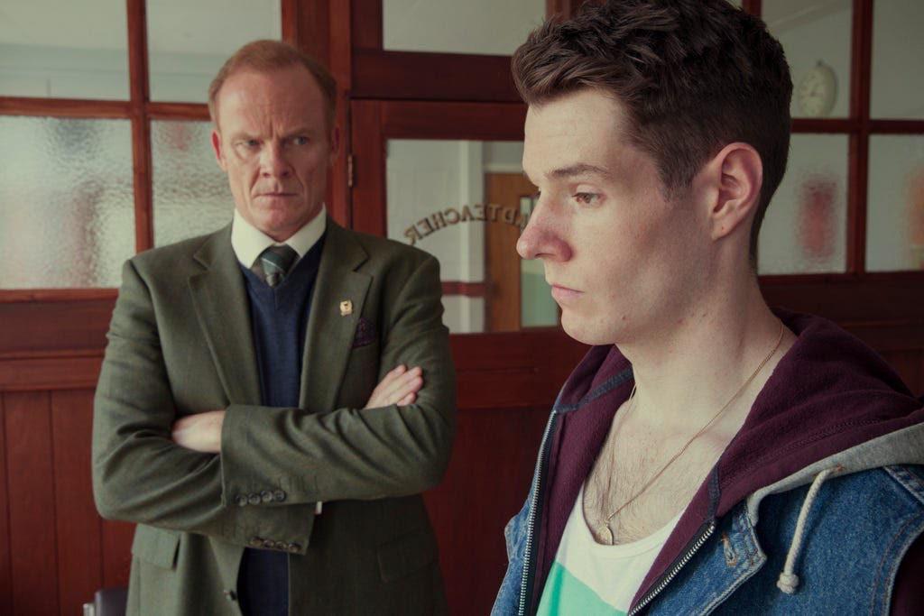 Petrie's Mr Groff and Connor Swindells' Adam in 'Sex Education'
