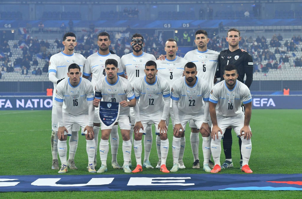 The Israel team before playing France in last season’s Uefa Nations League