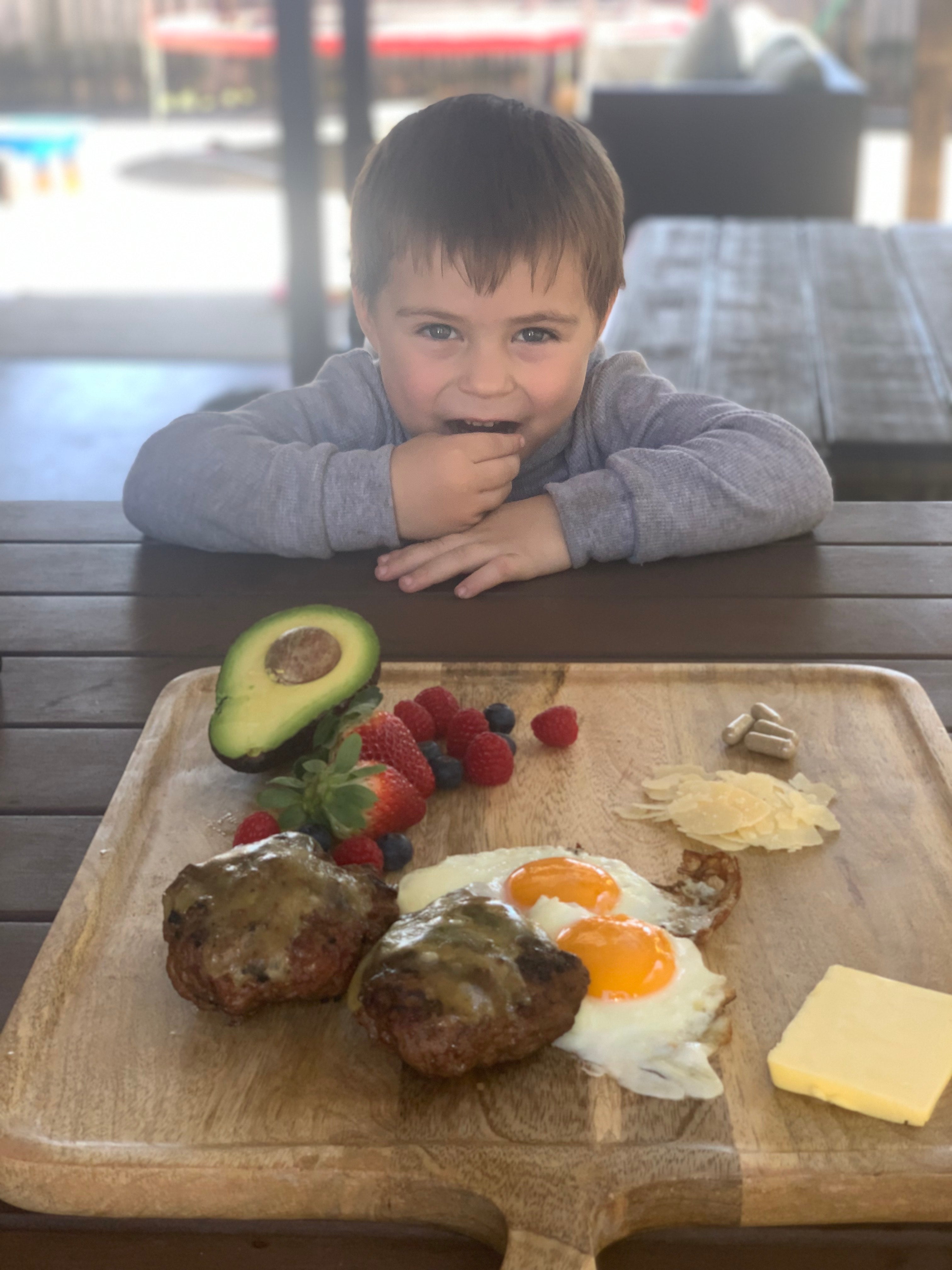 Malmberg does feed her children some fruits and vegetables, but the emphasis is more on protein