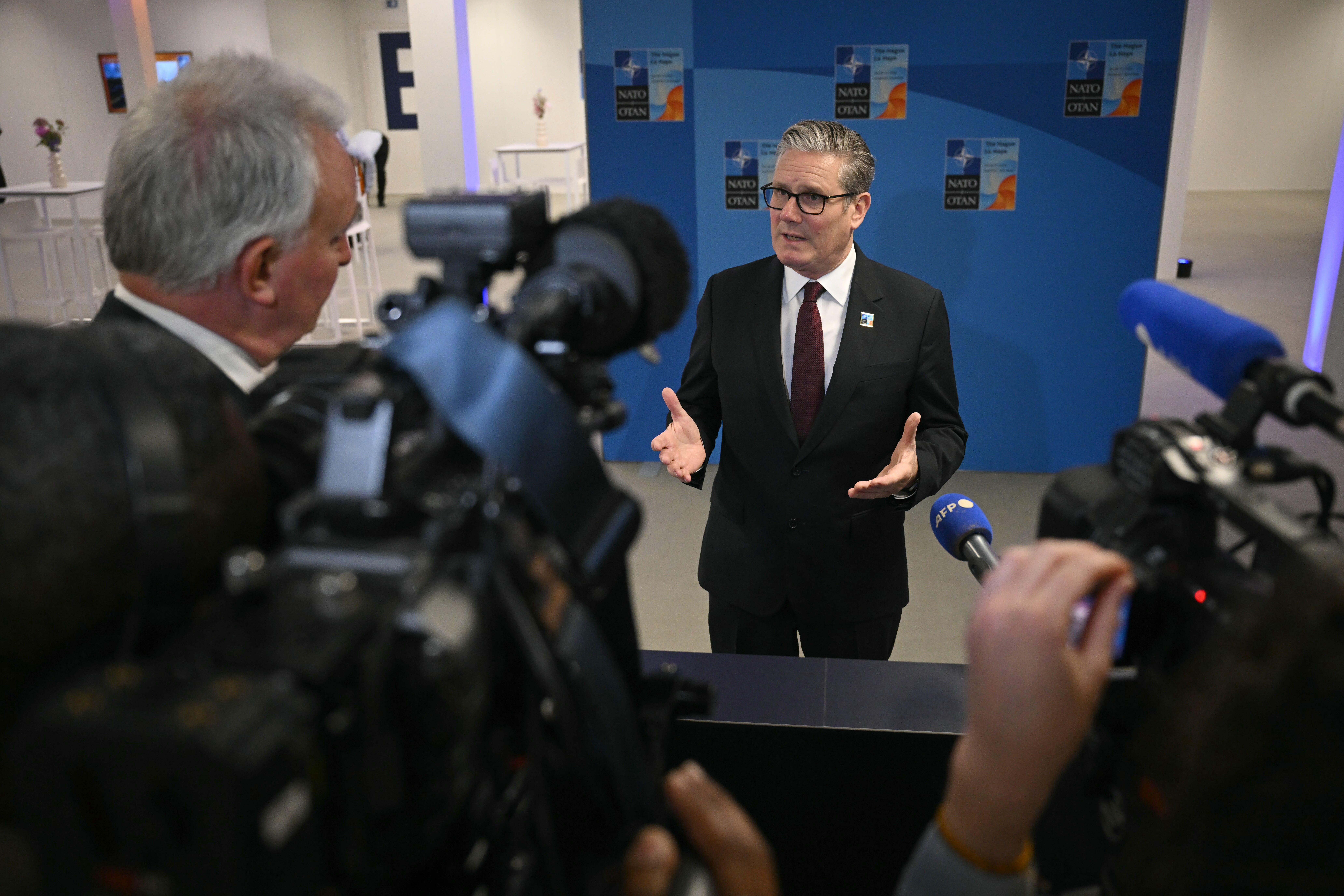 Prime Minister Sir Keir Starmer speaking to members of the media (Ben Stansall/PA)