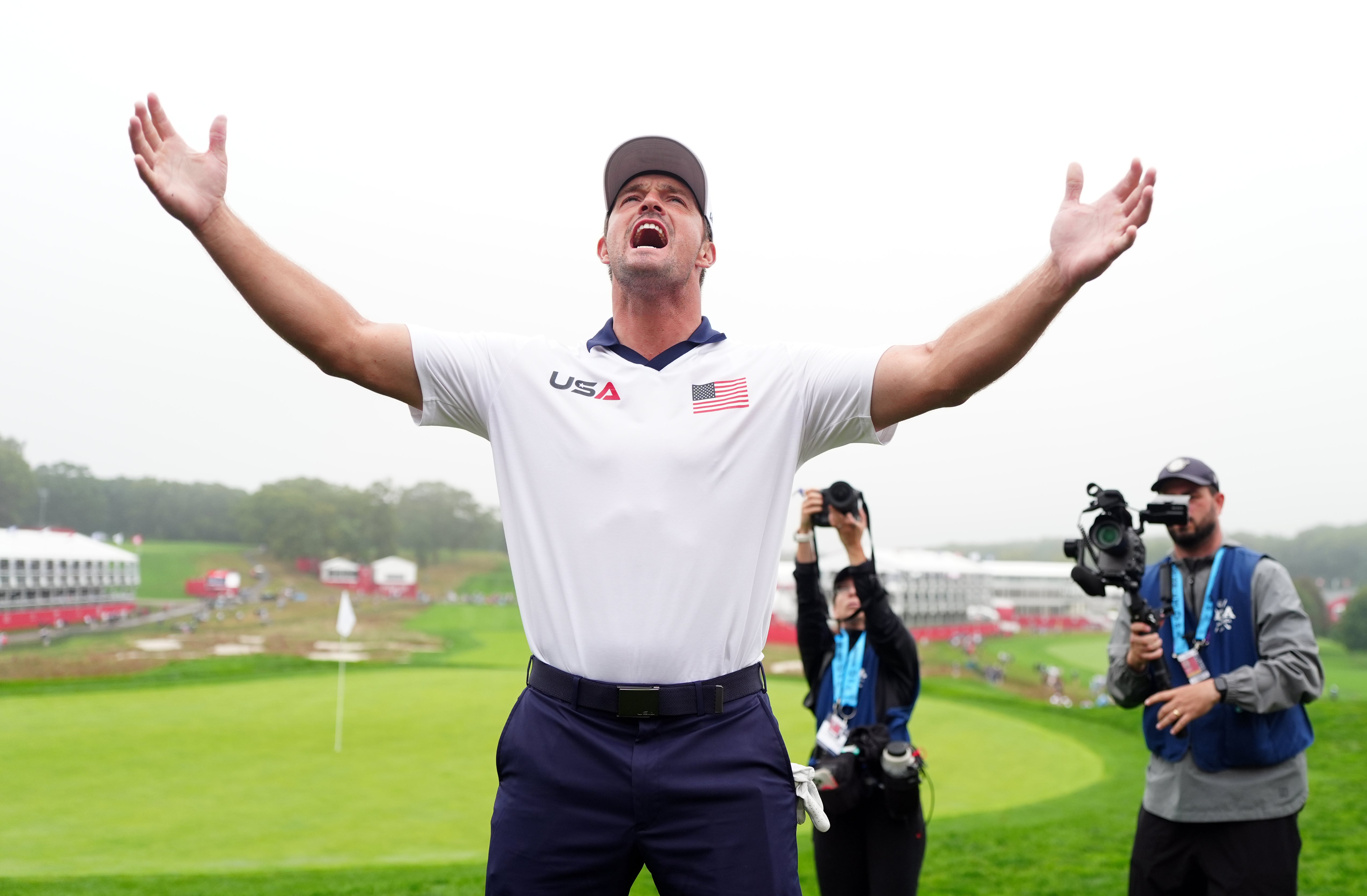 Bryson DeChambeau of Team United States on the 18th green at the Bethpage Black Course