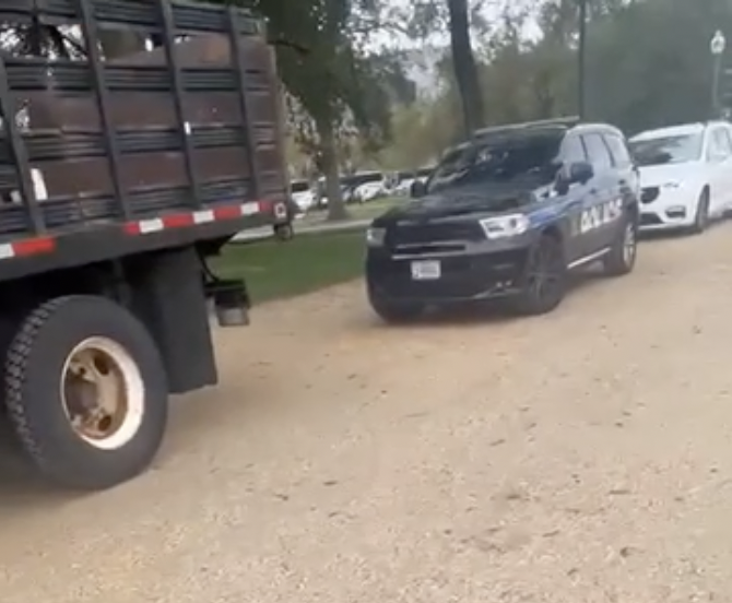 The organizers said the spot where the statue was meant to return to 'was full of city police, parks police, and other unmarked vehicles'