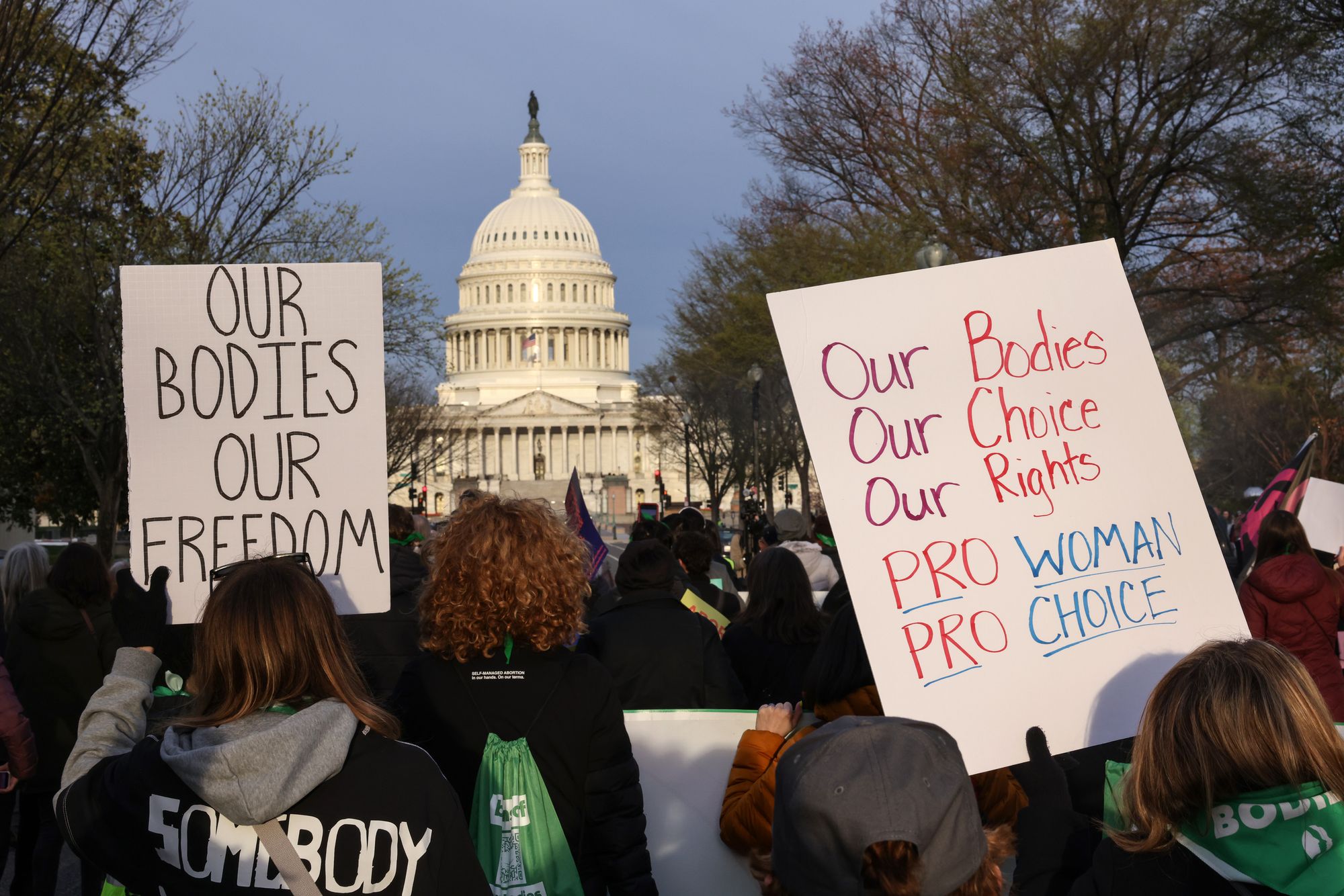 Pro-abortion activists protest outside the Capitol in WAshington D.C.