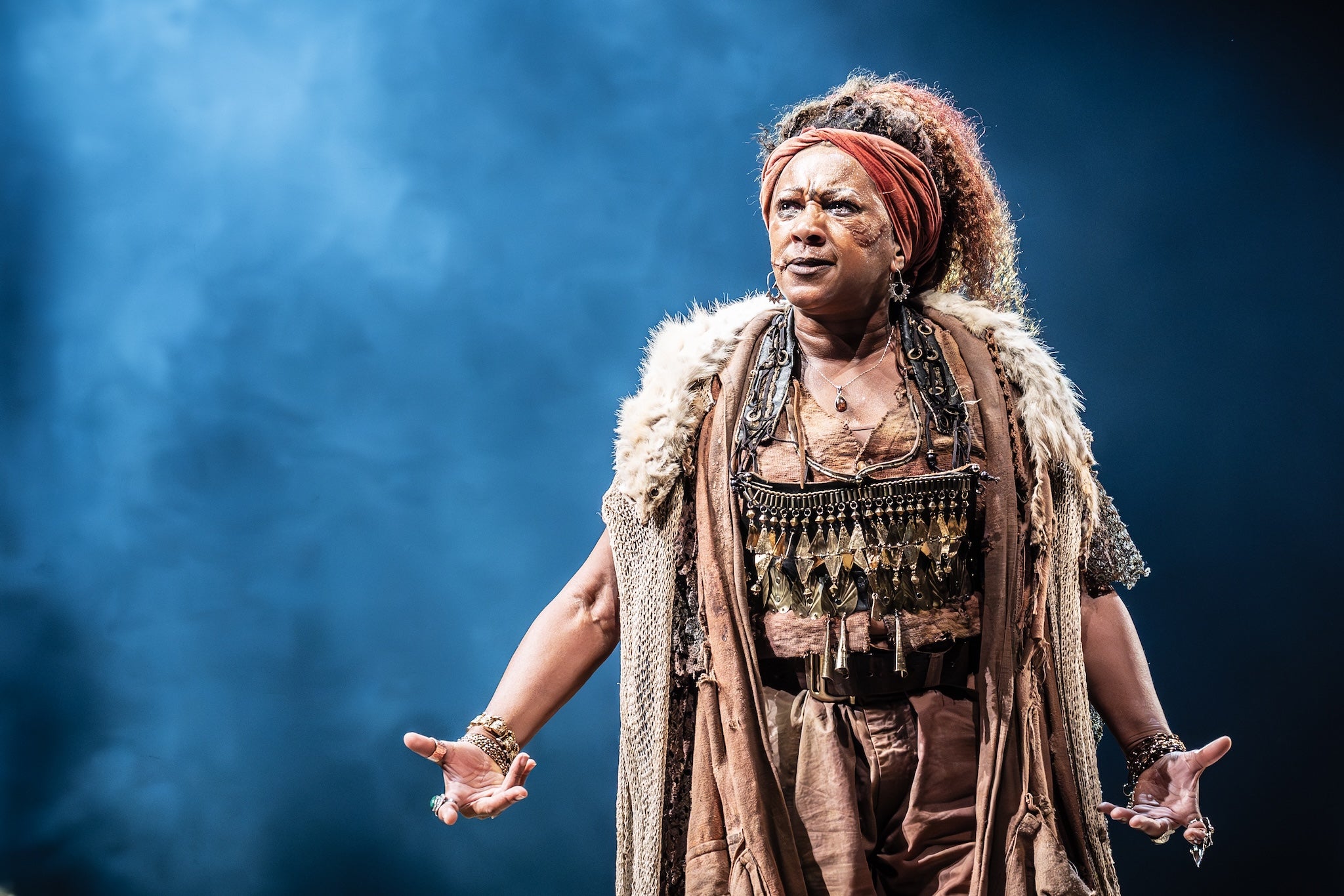 Clare Perkins (Vida) in ‘Bacchae’ at the National Theatre
