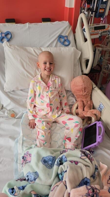Aubrey was transferred to London’s Great Ormond Street Hospital (GOSH), where it was confirmed in April that she had acute lymphoblastic leukaemia (ALL), a rare type of cancer which affects the blood and bone marrow