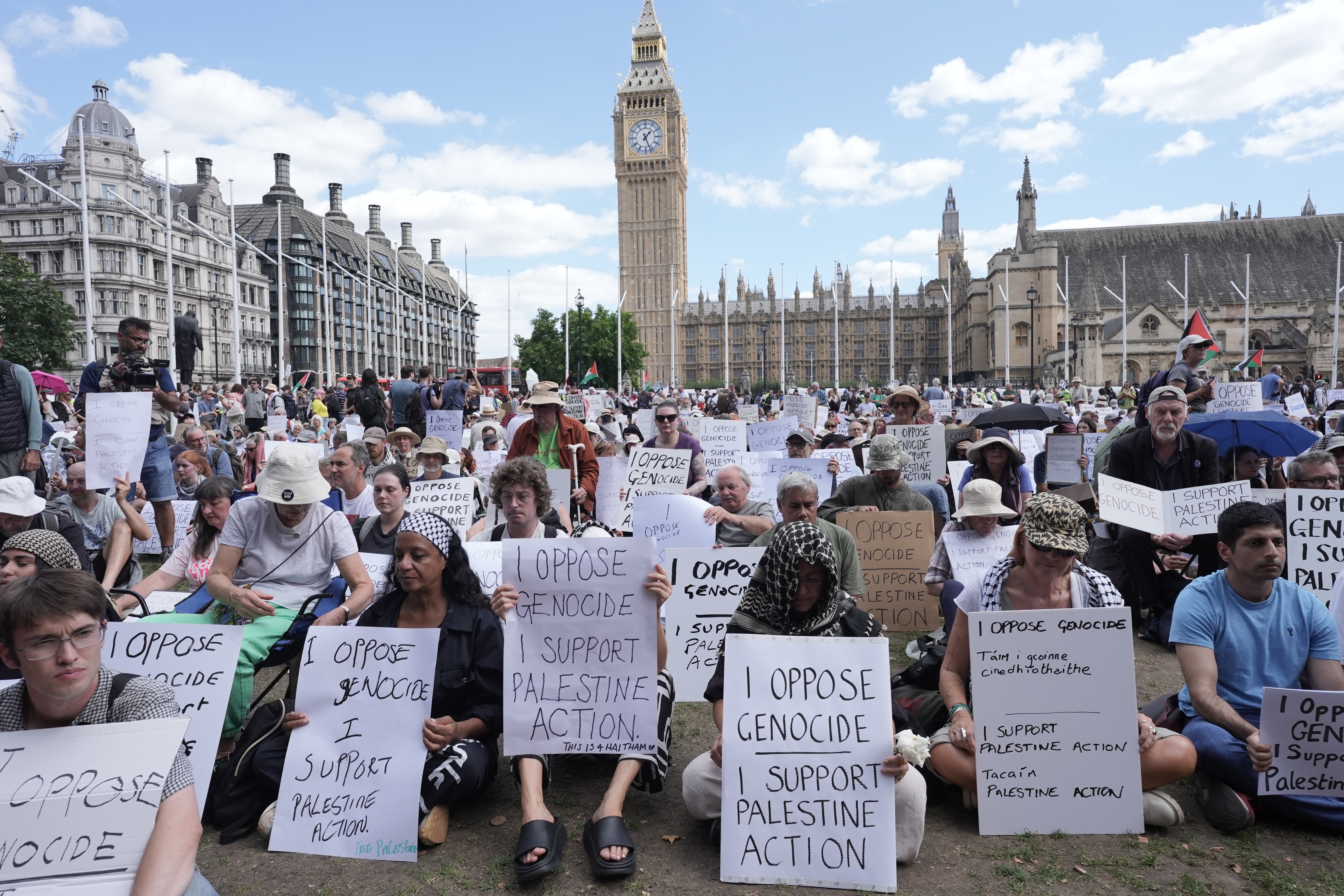 Supporters of Palestine Action have protested in Parliament Square over recent months