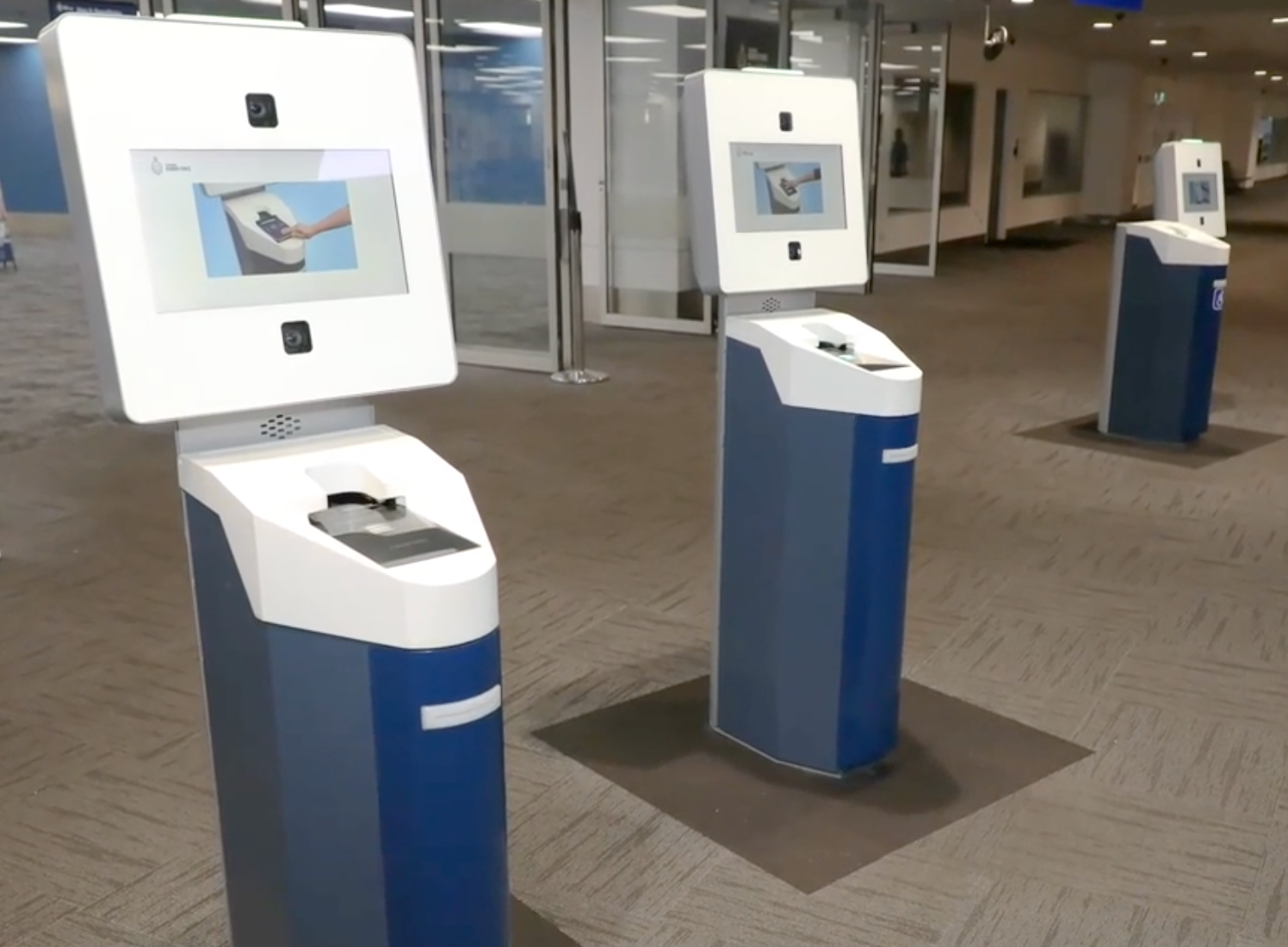 Fast pass: Kiosks at Australian airports are strewn randomly across the arrivals area
