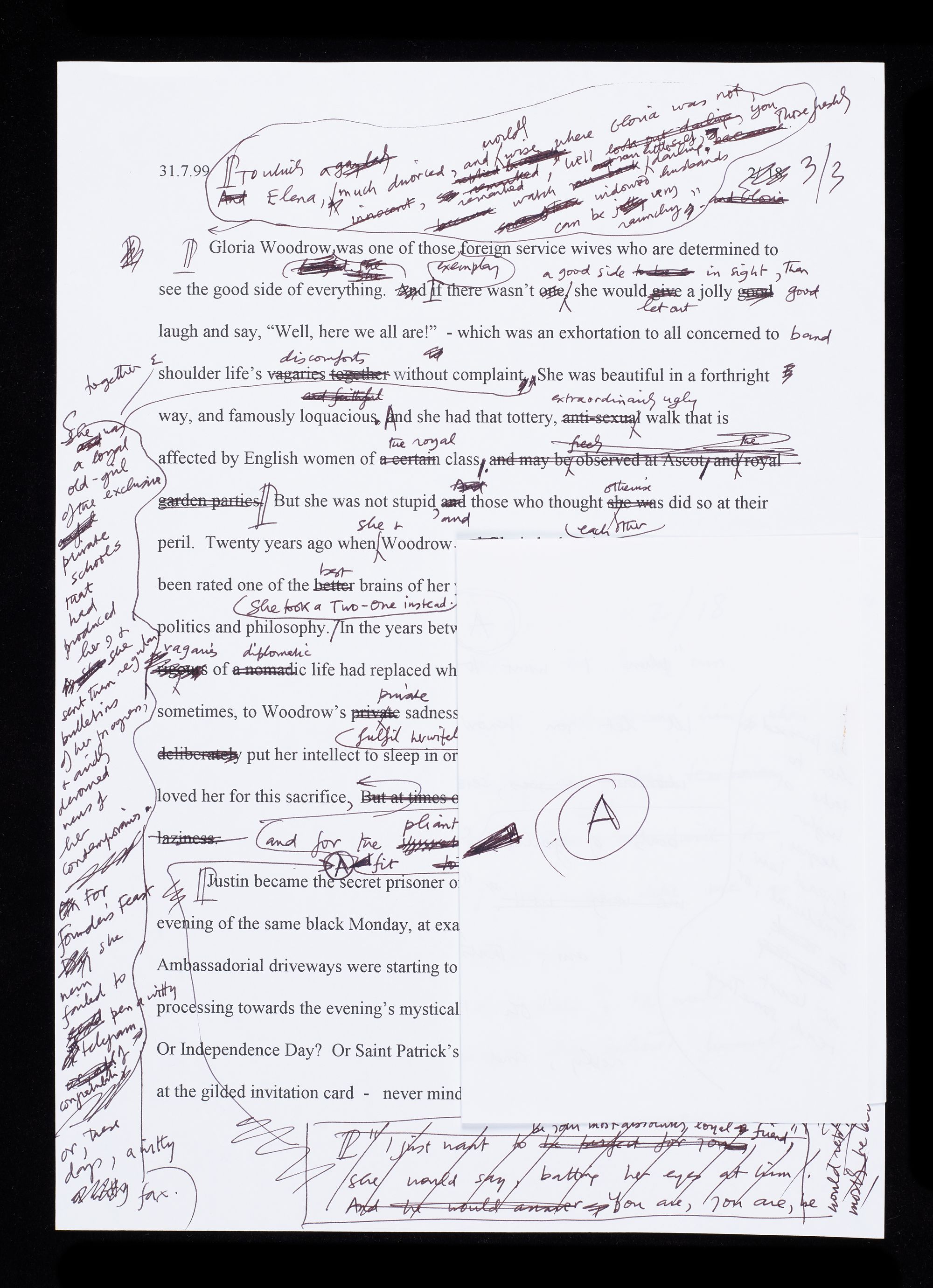 Le Carré’s wife Jane would type up his heavily annotated drafts