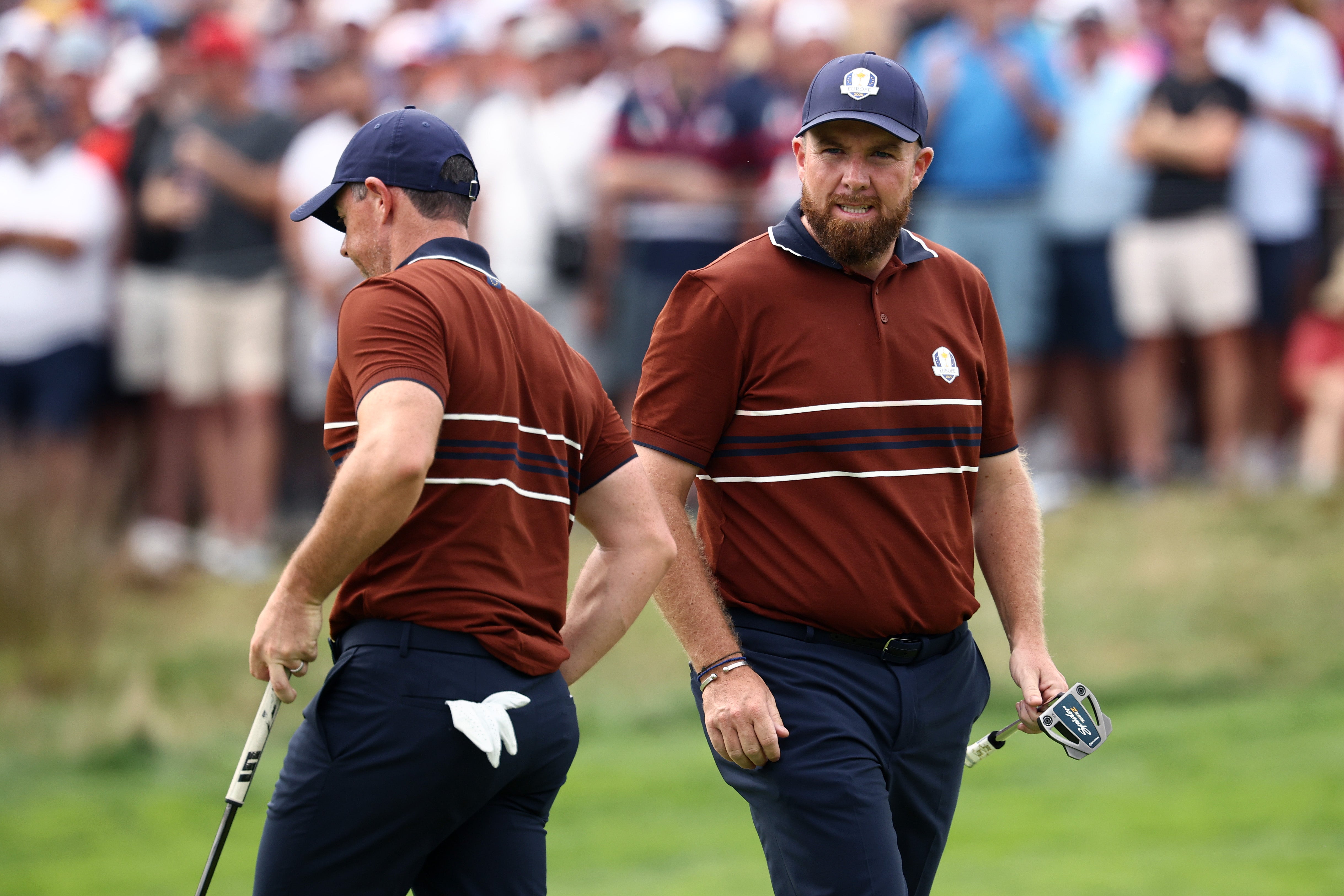 Ryder Cup 2025 live: Day two scores as McIlroy and Lowry battle hostile USA crowd