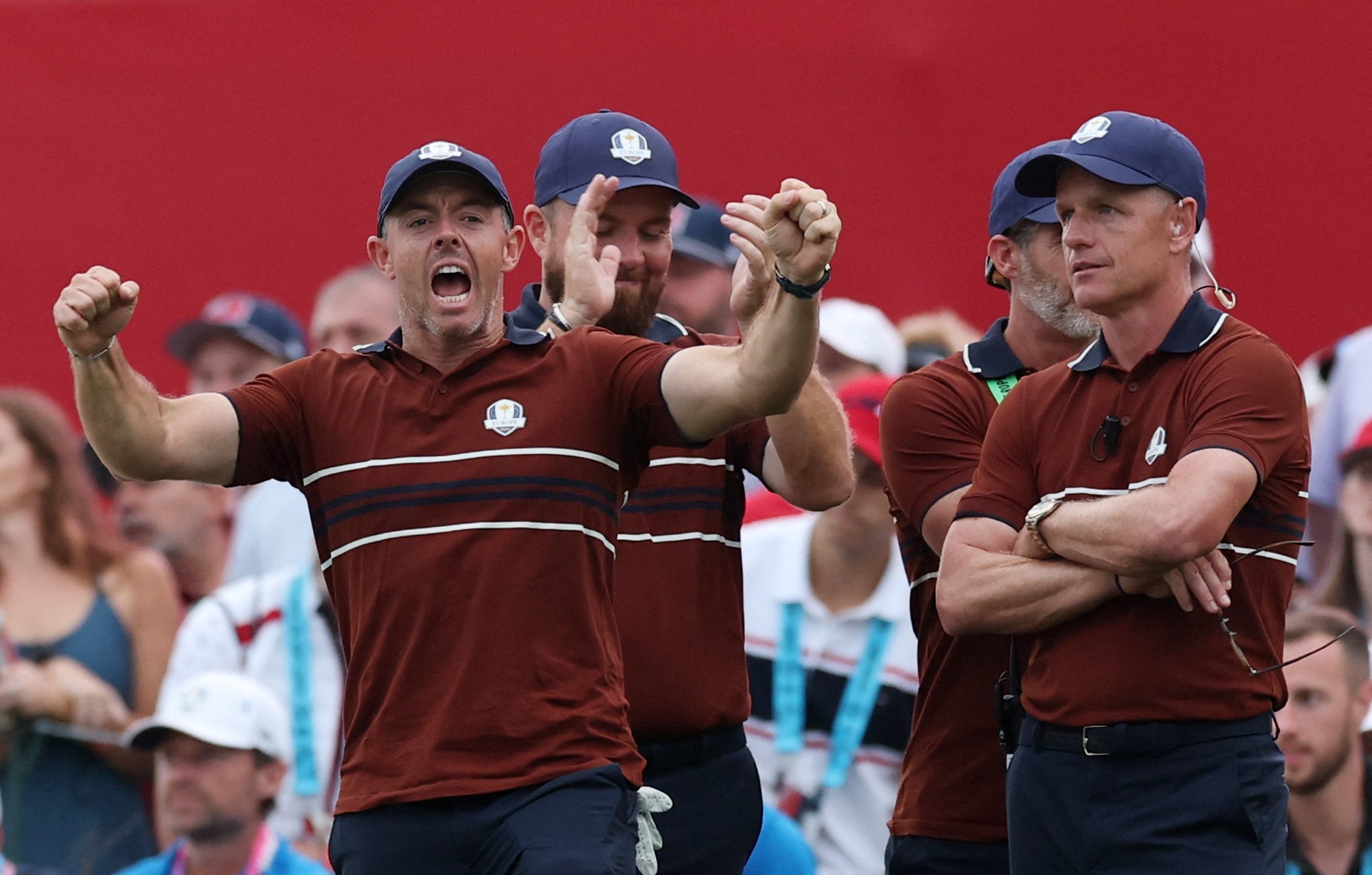 Team Europe's Rory McIlroy celebrates