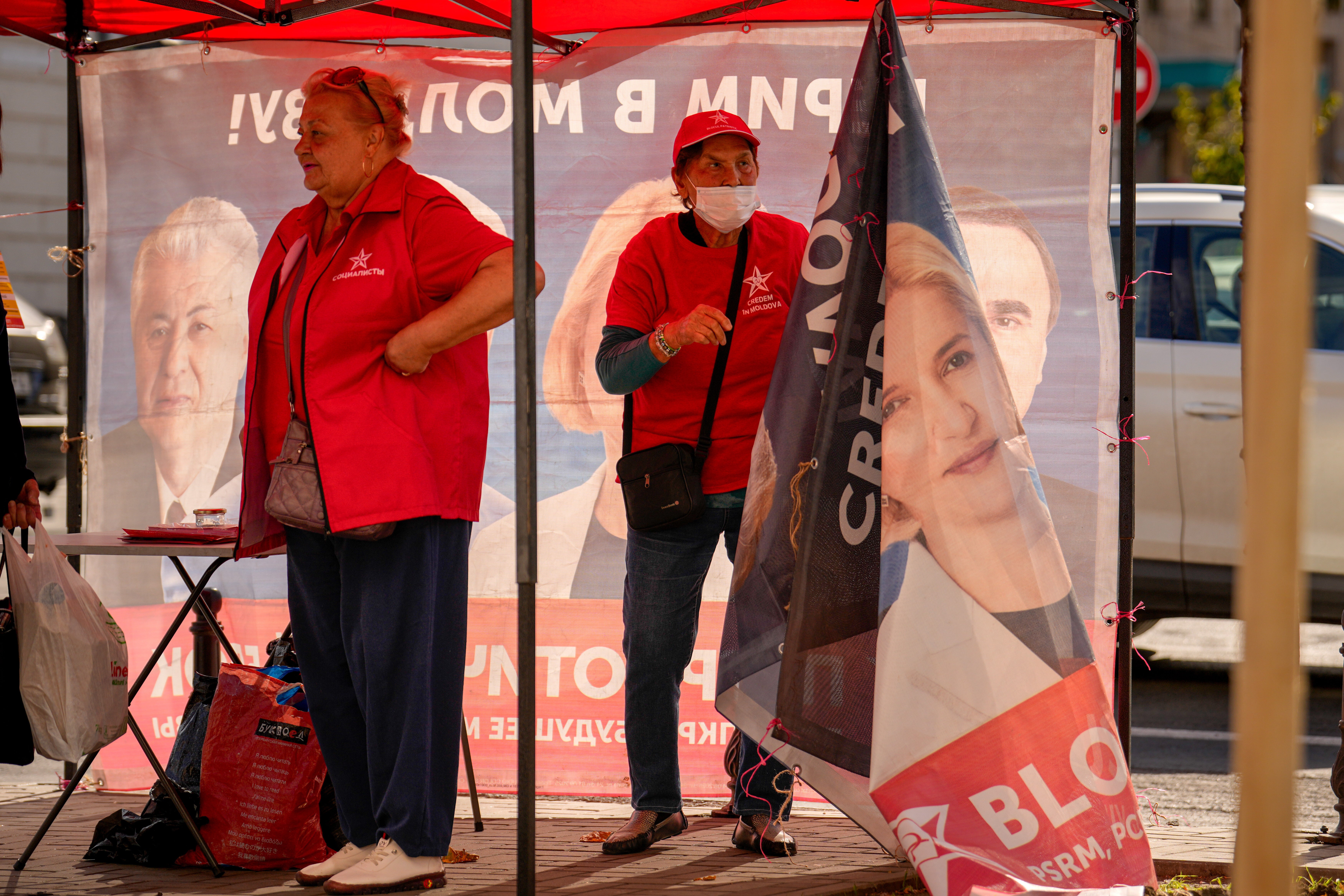 Posters featuring Irina Vlah, the leader of the Heart of Moldova party