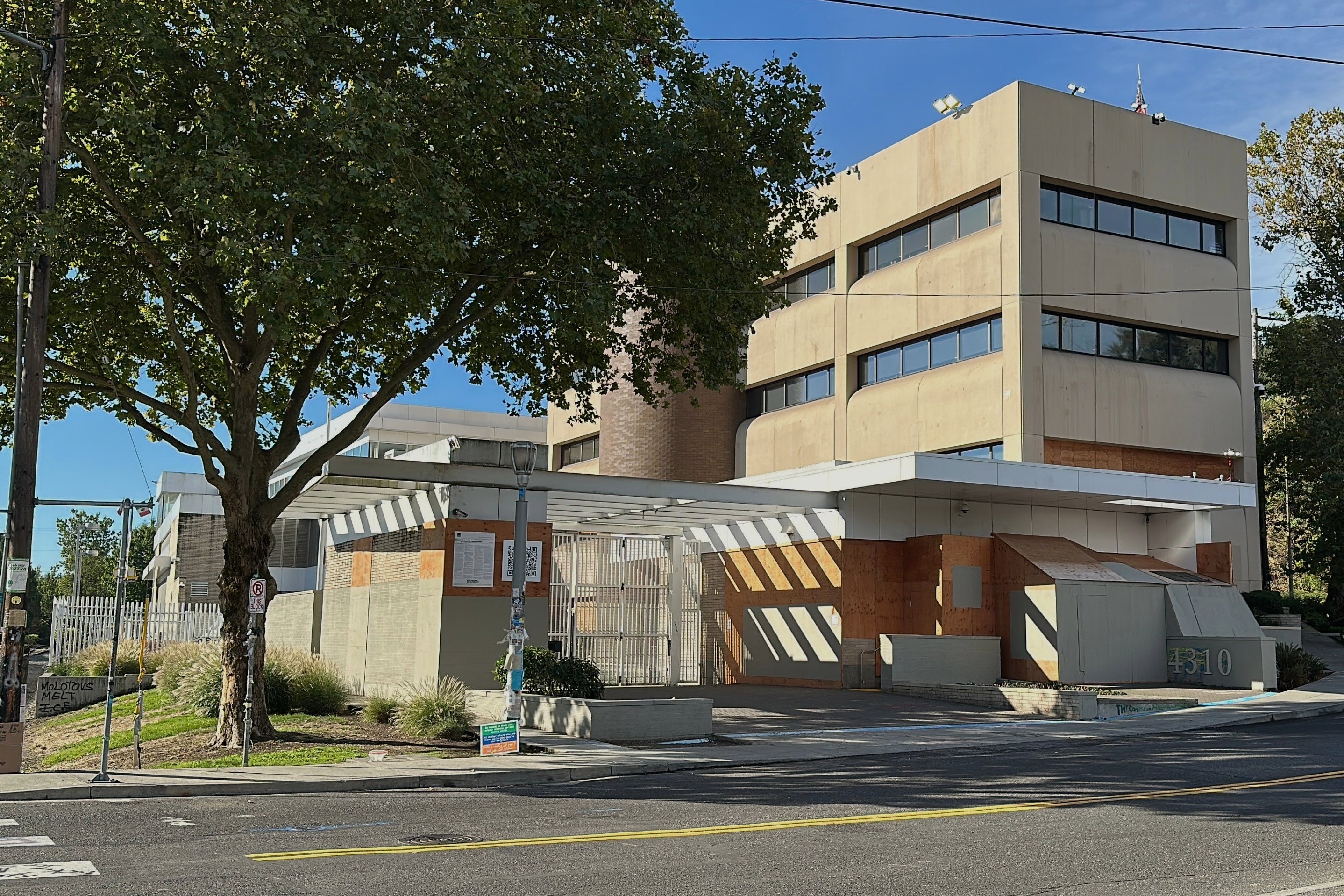 A quiet U.S. Immigration and Customs Enforcement facility is shown on Saturday, Sept. 27, 2025 in Portland