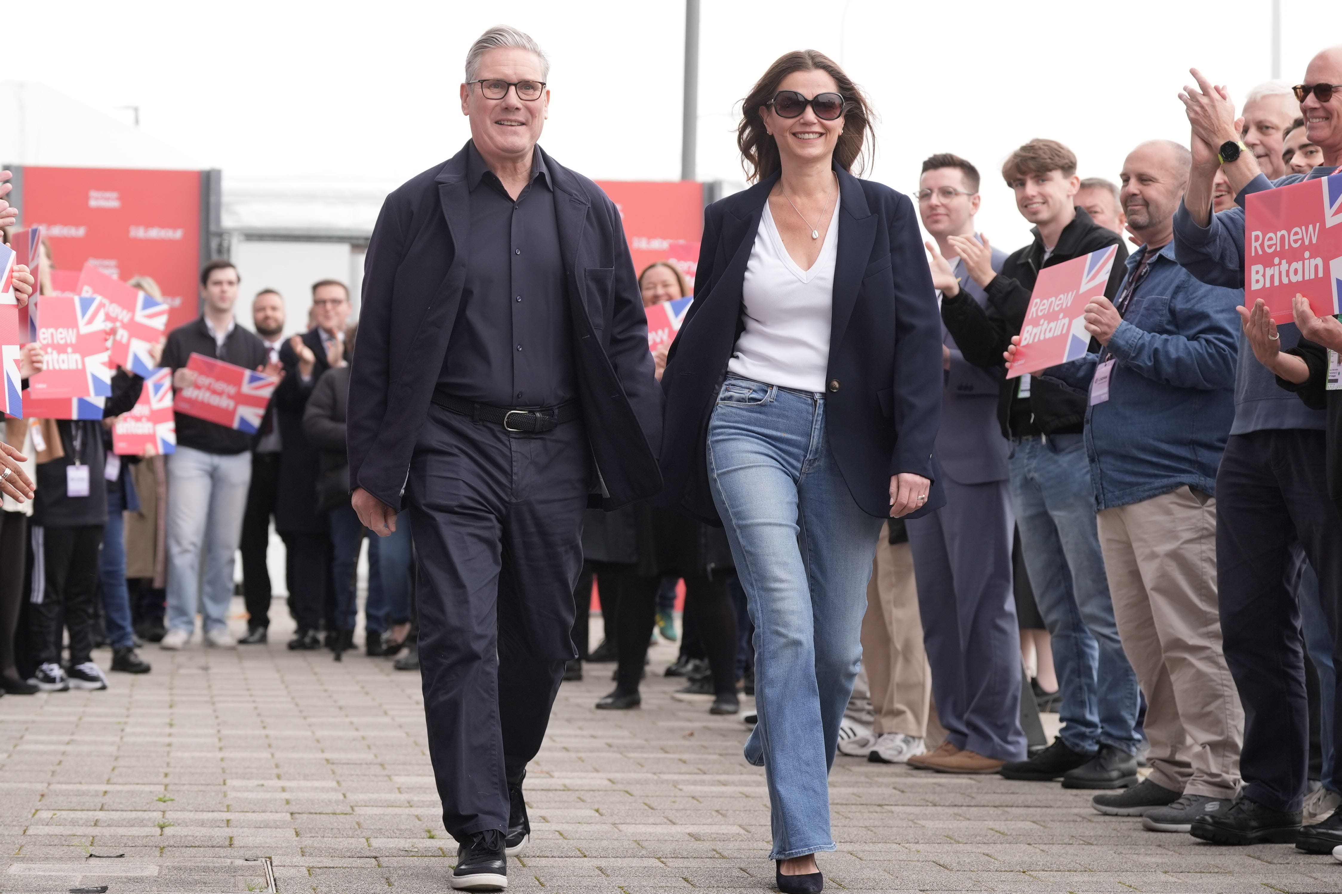 Prime Minister Sir Keir Starmer and his wife, Lady Victoria Starmer, arriving ahead of the Labour Party Conference in Liverpool (Stefan Rousseau/PA)