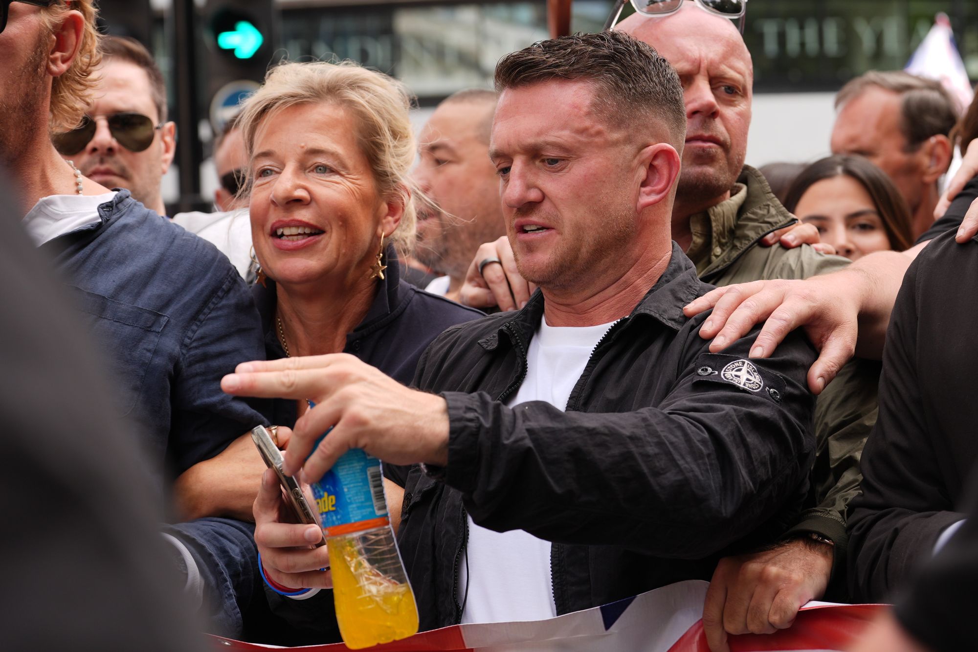 Katie Hopkins and Tommy Robinson take part in the Tommy Robinson-led Unite the Kingdom march