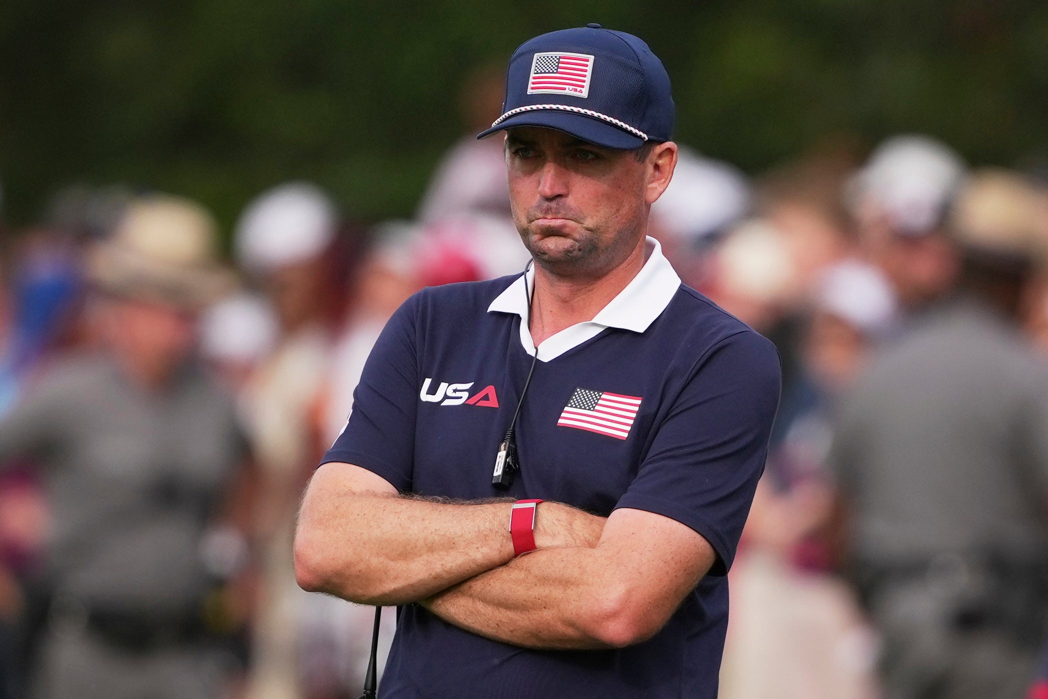 United States captain Keegan Bradley watches on the 13th hole at Bethpage Black