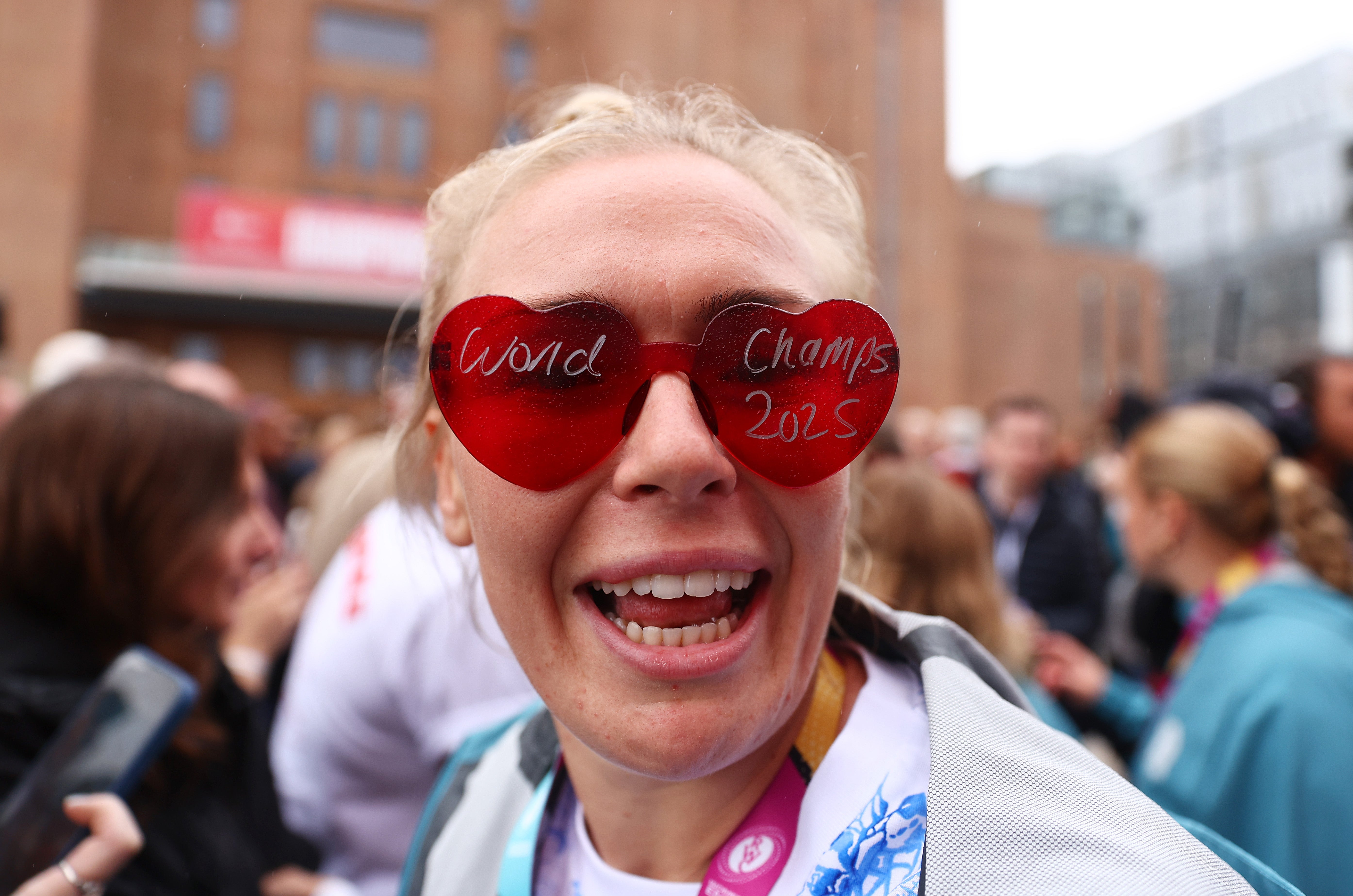 Rosie Galligan sported special sunglasses to mark England's win