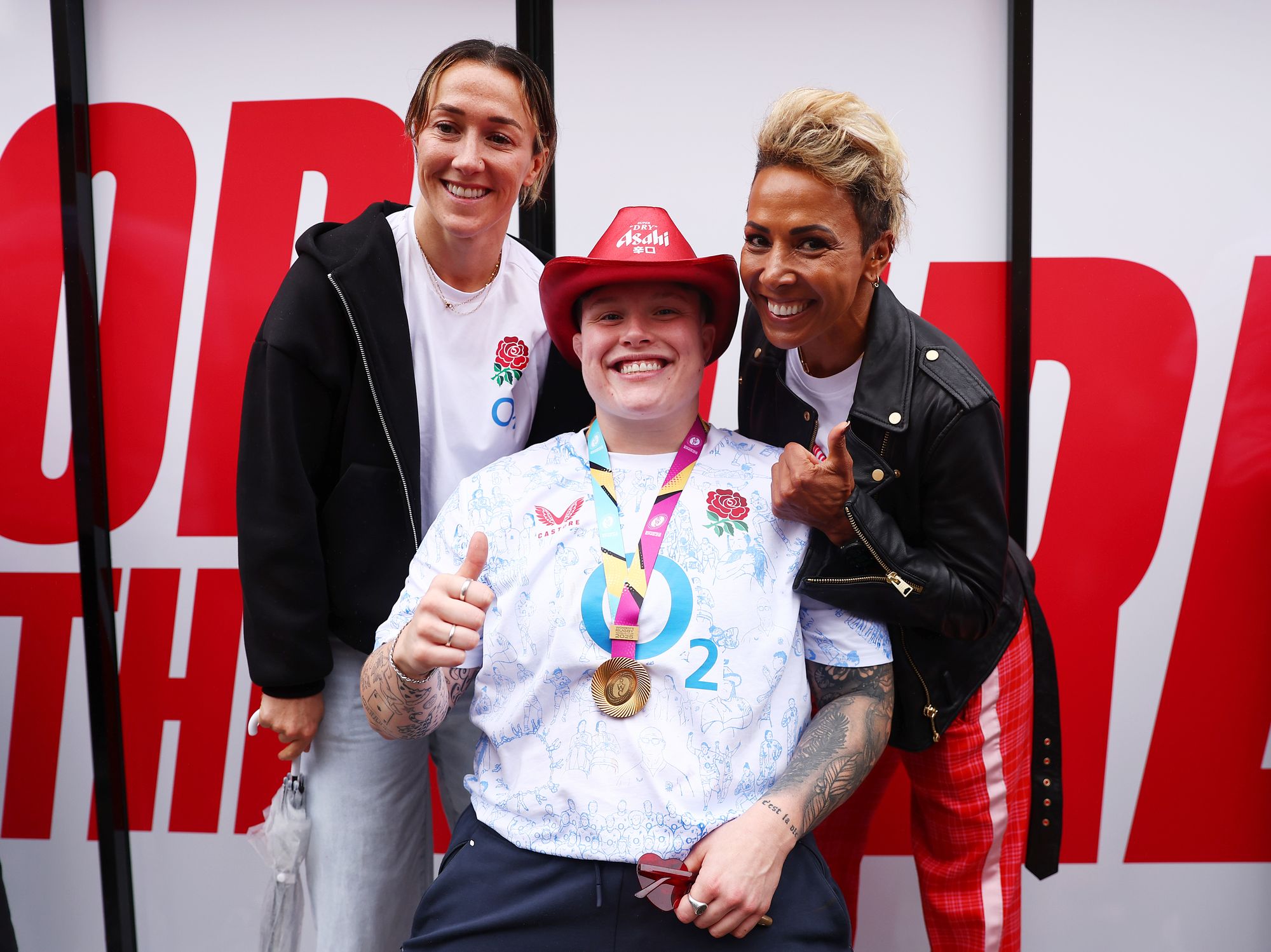 Lucy Bronze (left), Hannah Botterman (centre), and Kelly Holmes (right