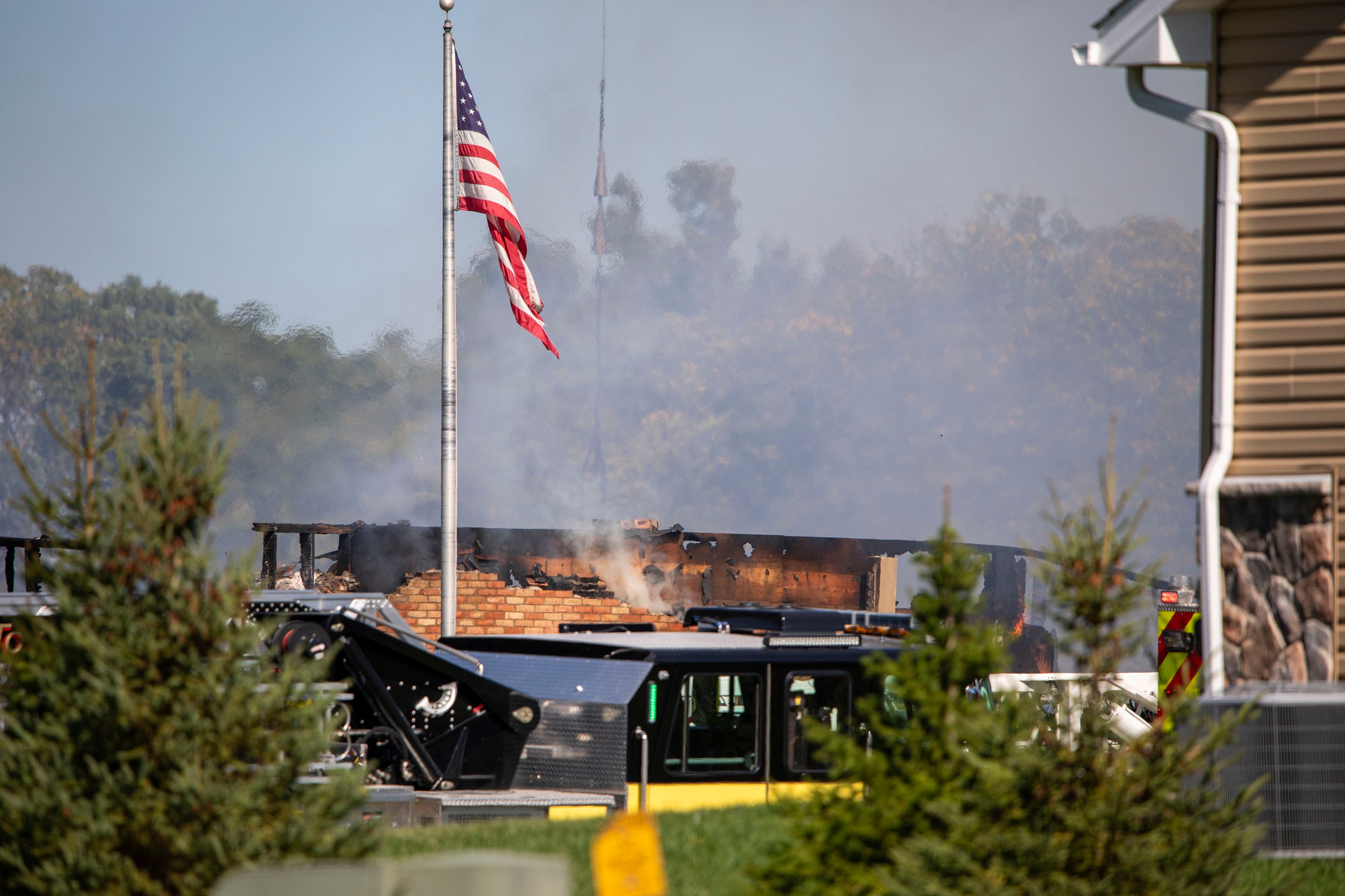 A fire broke out at Michigan Mormon church Sunday morning after a gunman drove into the building while hundreds of church goers attended service inside