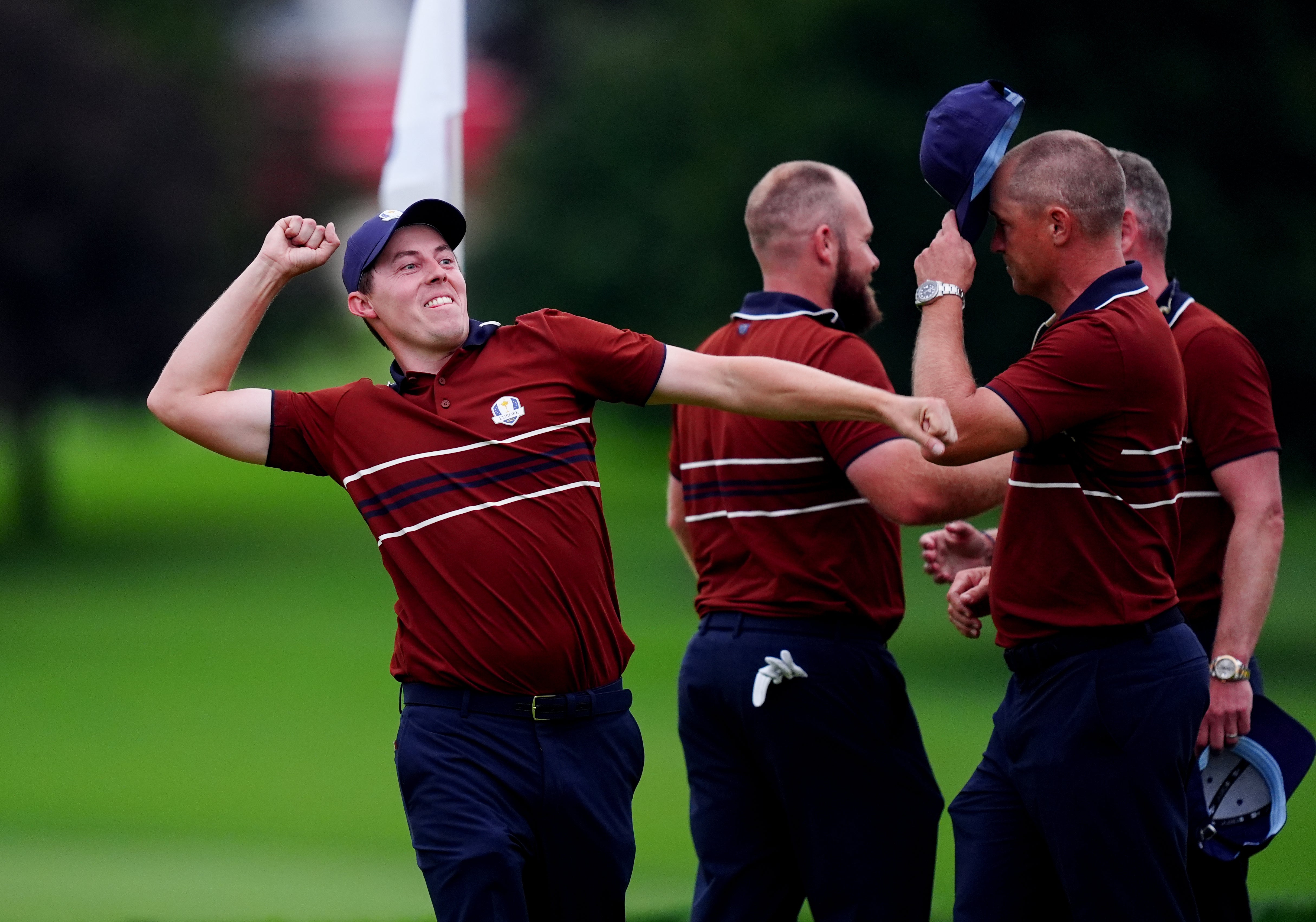 Matt Fitzpatrick leads the European celebrations (David Davies/PA)