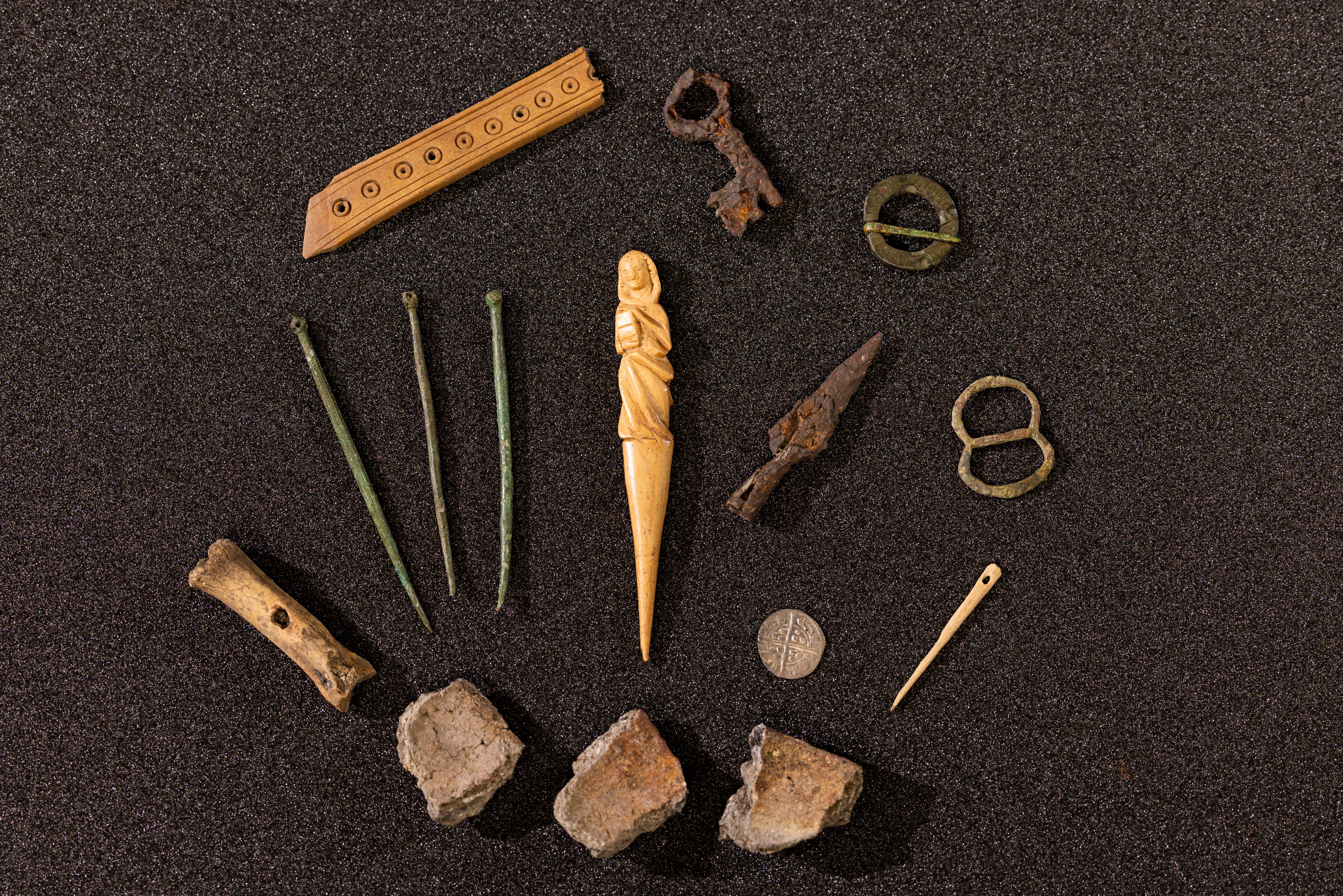 A selection of objects from the Eilean Donan assemblage (Duncan McGlynn/PA)