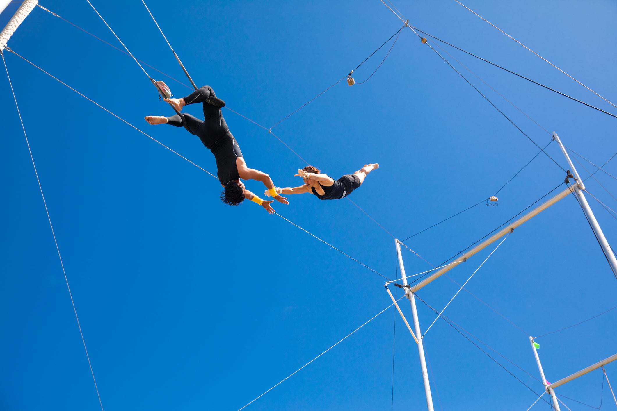 The performer was on the trapeze apparatus