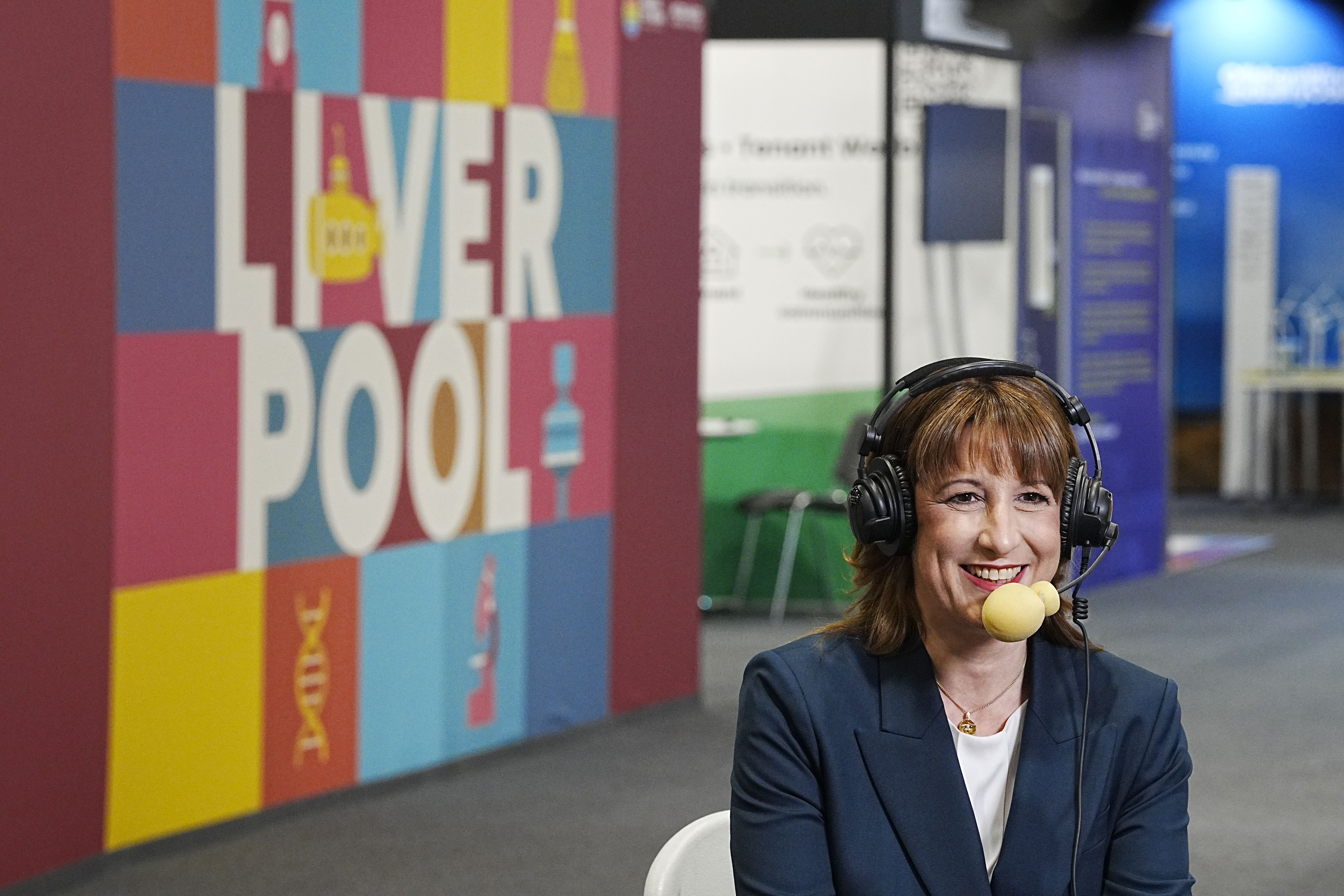 Chancellor Rachel Reeves takes part in the early morning news rounds during the Labour Party conference in Liverpool (Peter Byrne/PA)