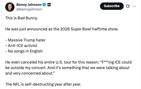 Benny Johnson criticized the musician’s decision to drop the U.S. from his tour
