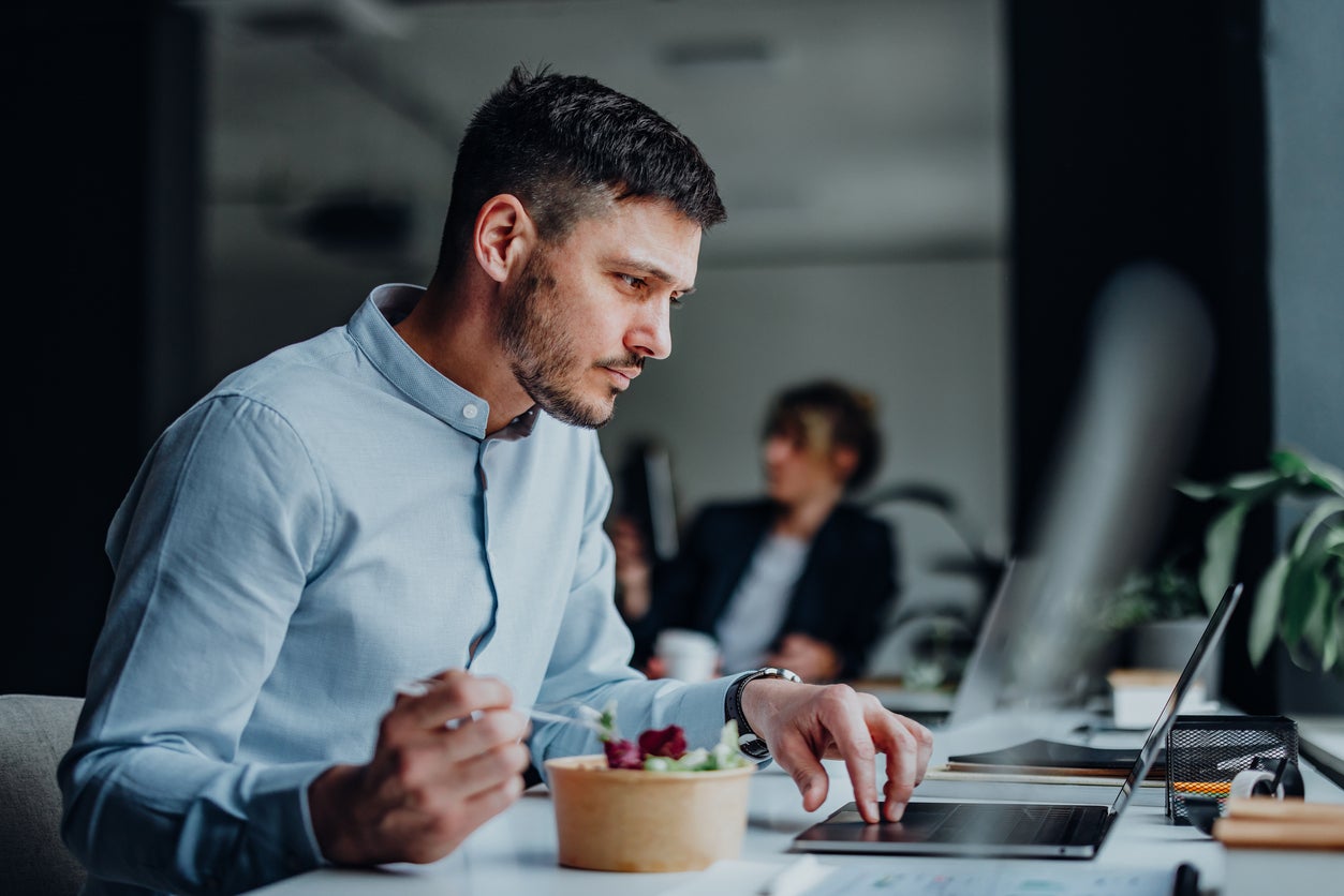 Why take a lunch break when you can eat at your desk?