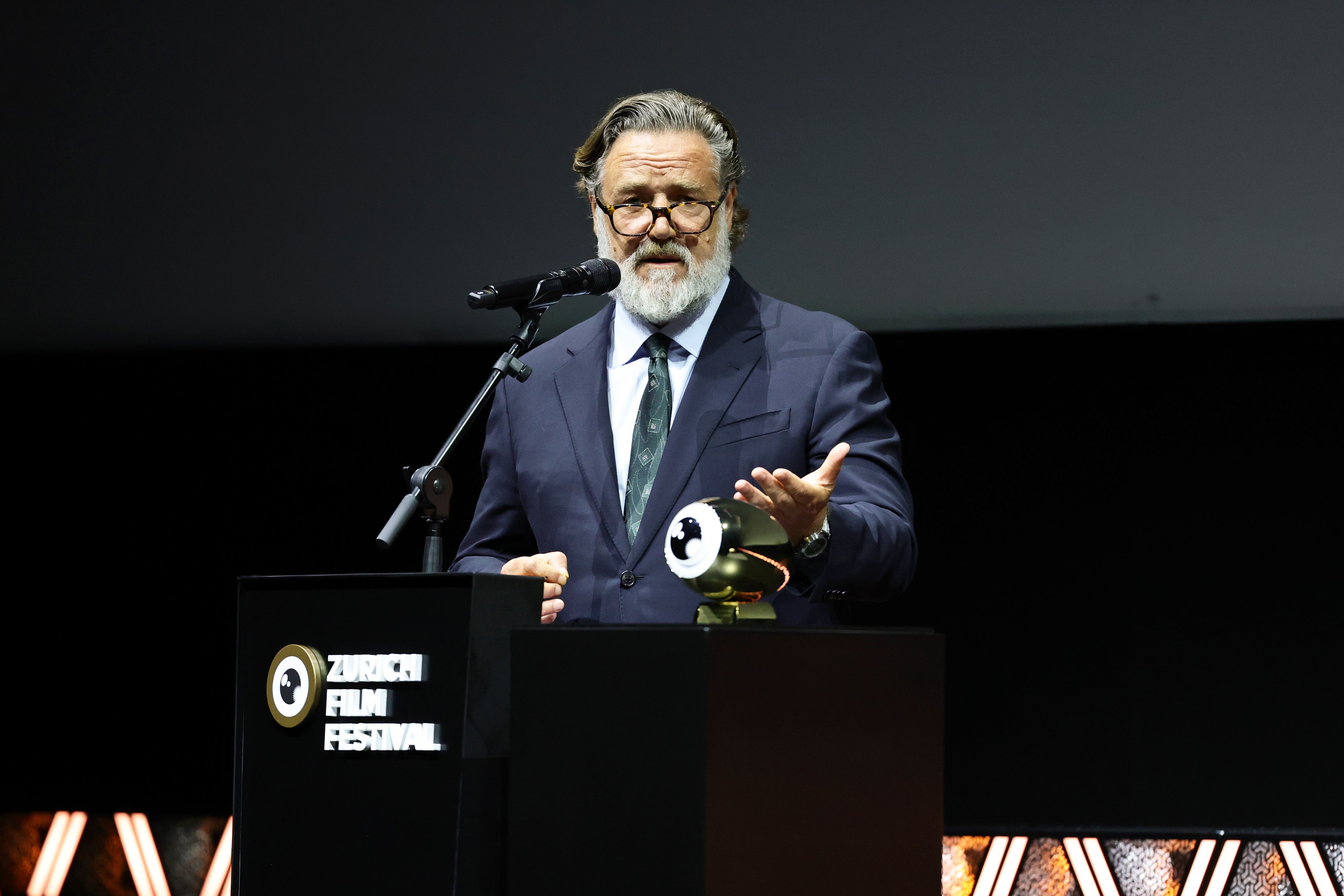 Russell Crowe cut a slim figure at the Zurich Film Festival