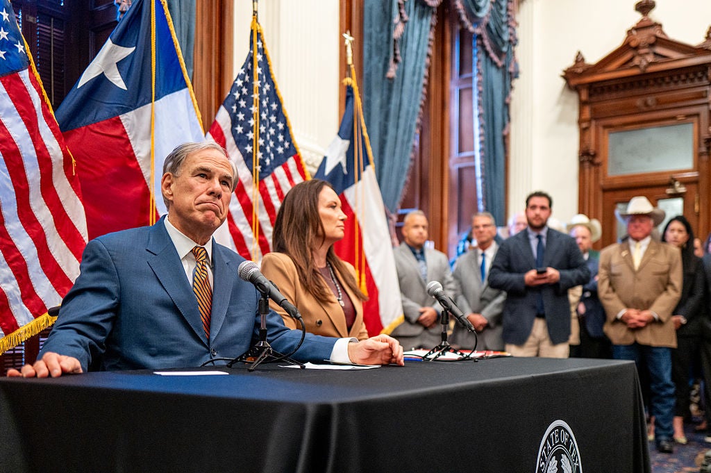 Texas Governor Greg Abbott speaks alongside Secretary of Agriculture Brooke Rollins on August 15 in Austin, Texas. They discussed the recent rise of threats presented by the New World screwworm disease
