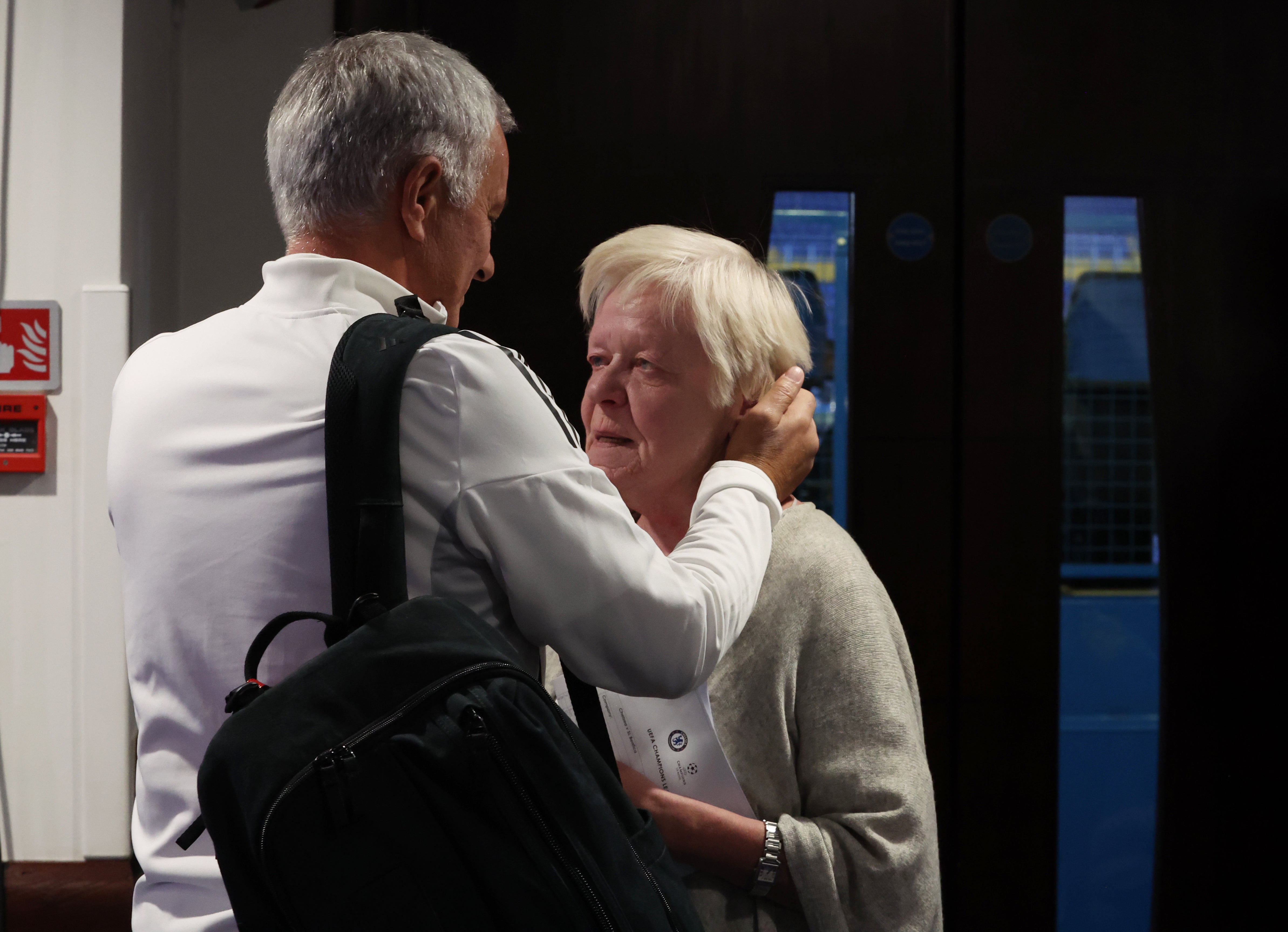 Cameras made sure to pick up Mourinho’s affectionate exchanges with Chelsea staff