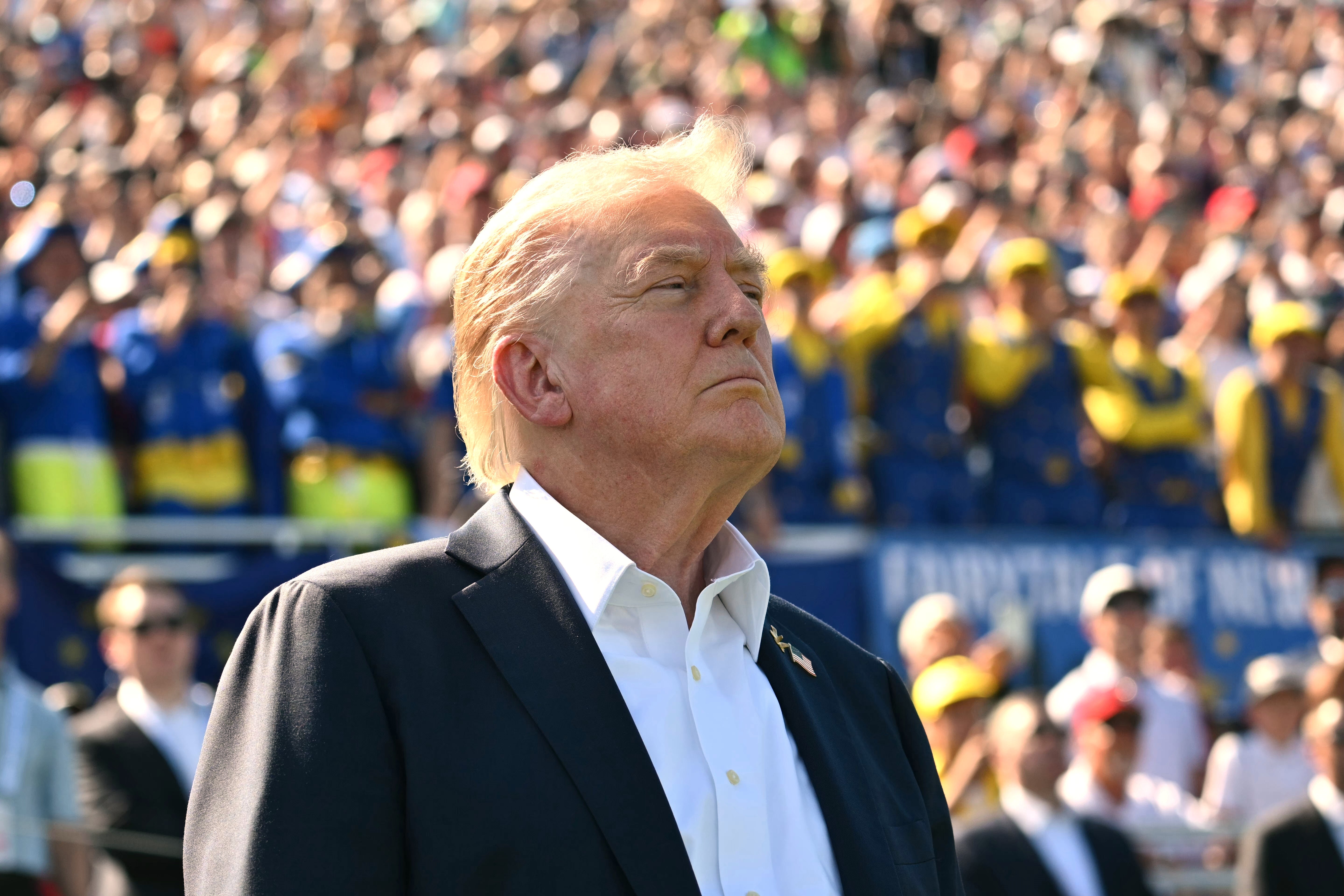Trump appeared at the Ryder Cup on Friday