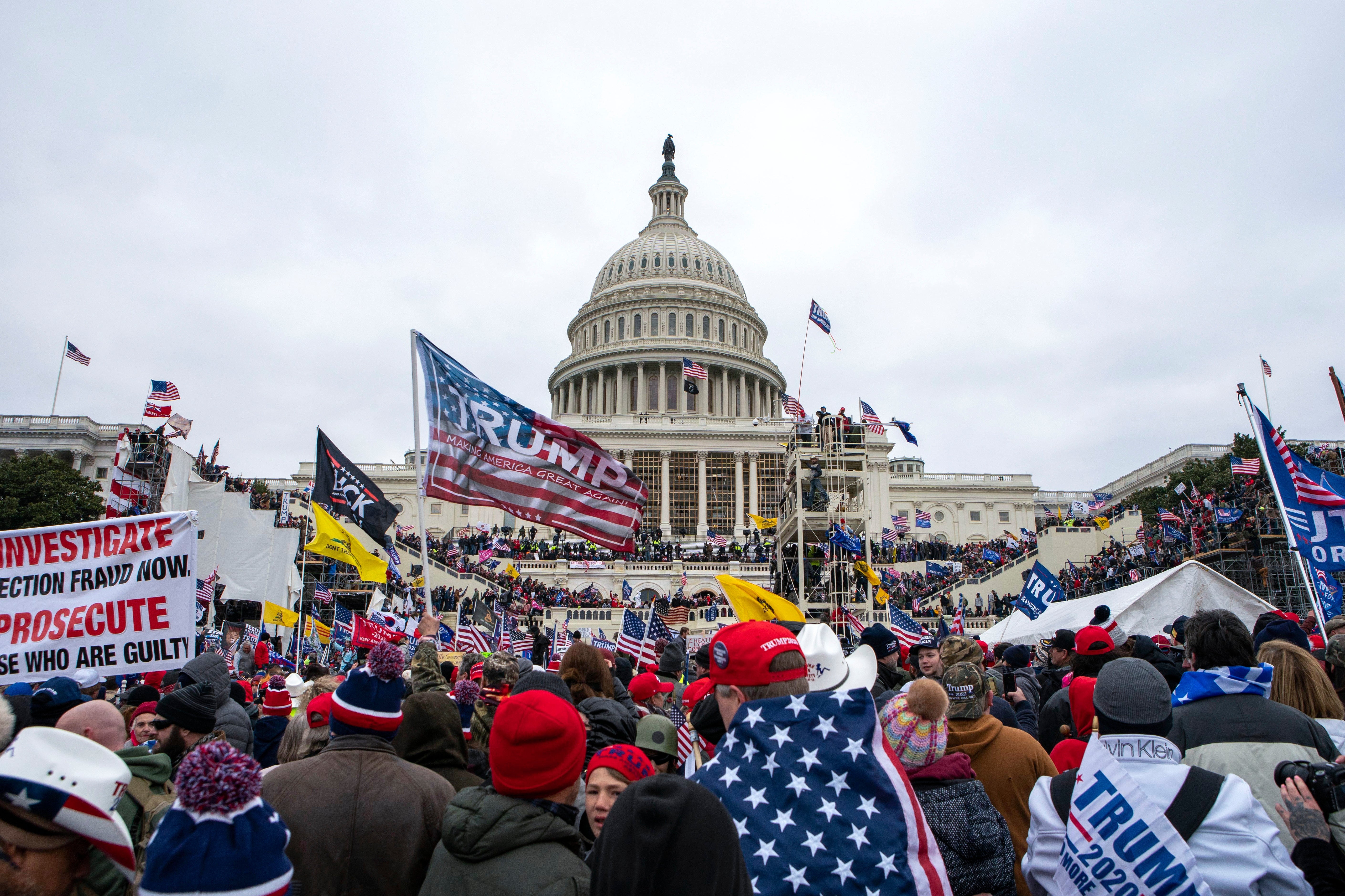 Rioters loyal to President Donald Trump at the U.S. Capitol in Washington on Jan. 6, 2021