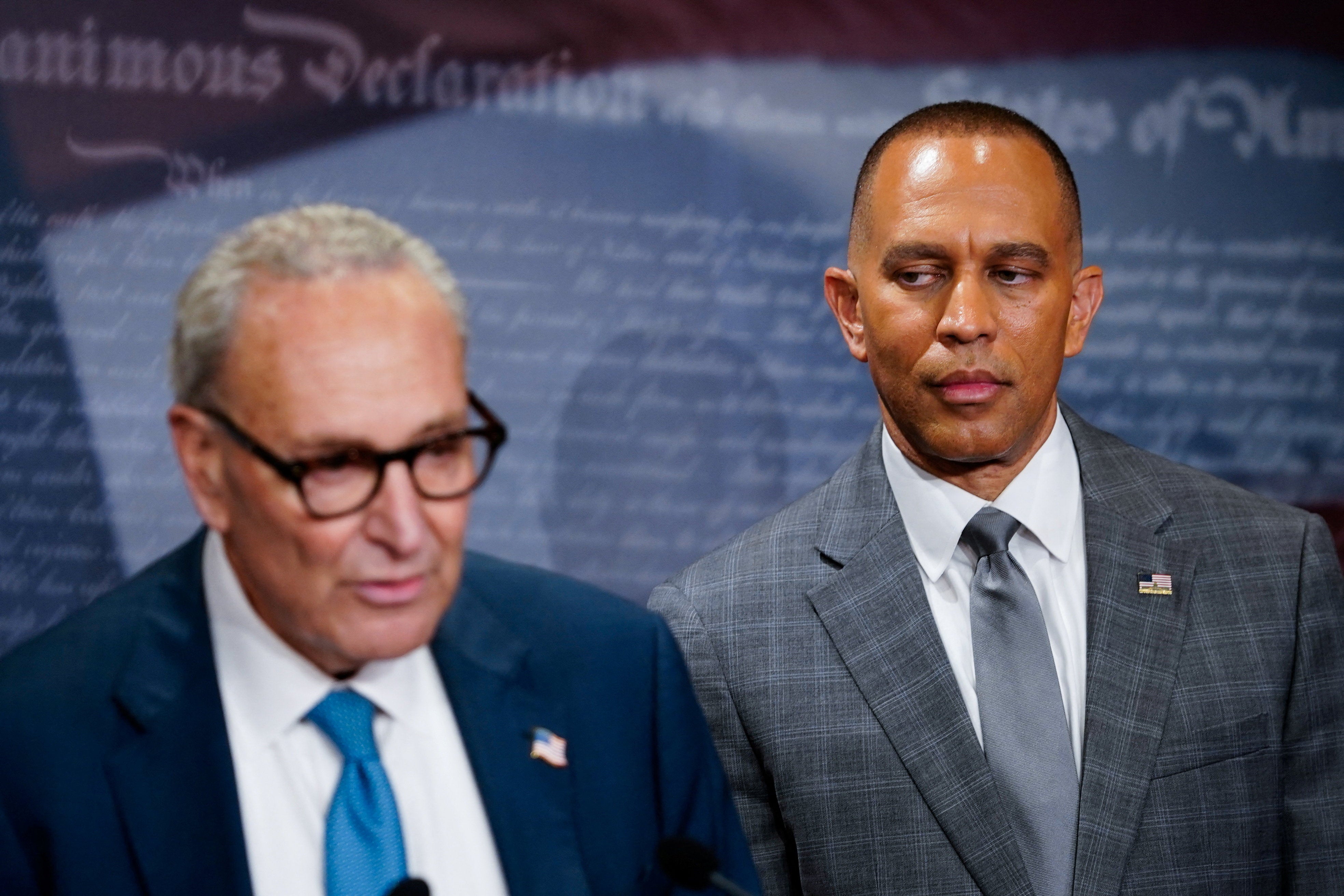 Senate Minority Leader Chuck Schumer and House Minority Leader Hakeem Jeffries met with Republican leadership Monday ahead of the possible government shutdown Tuesday