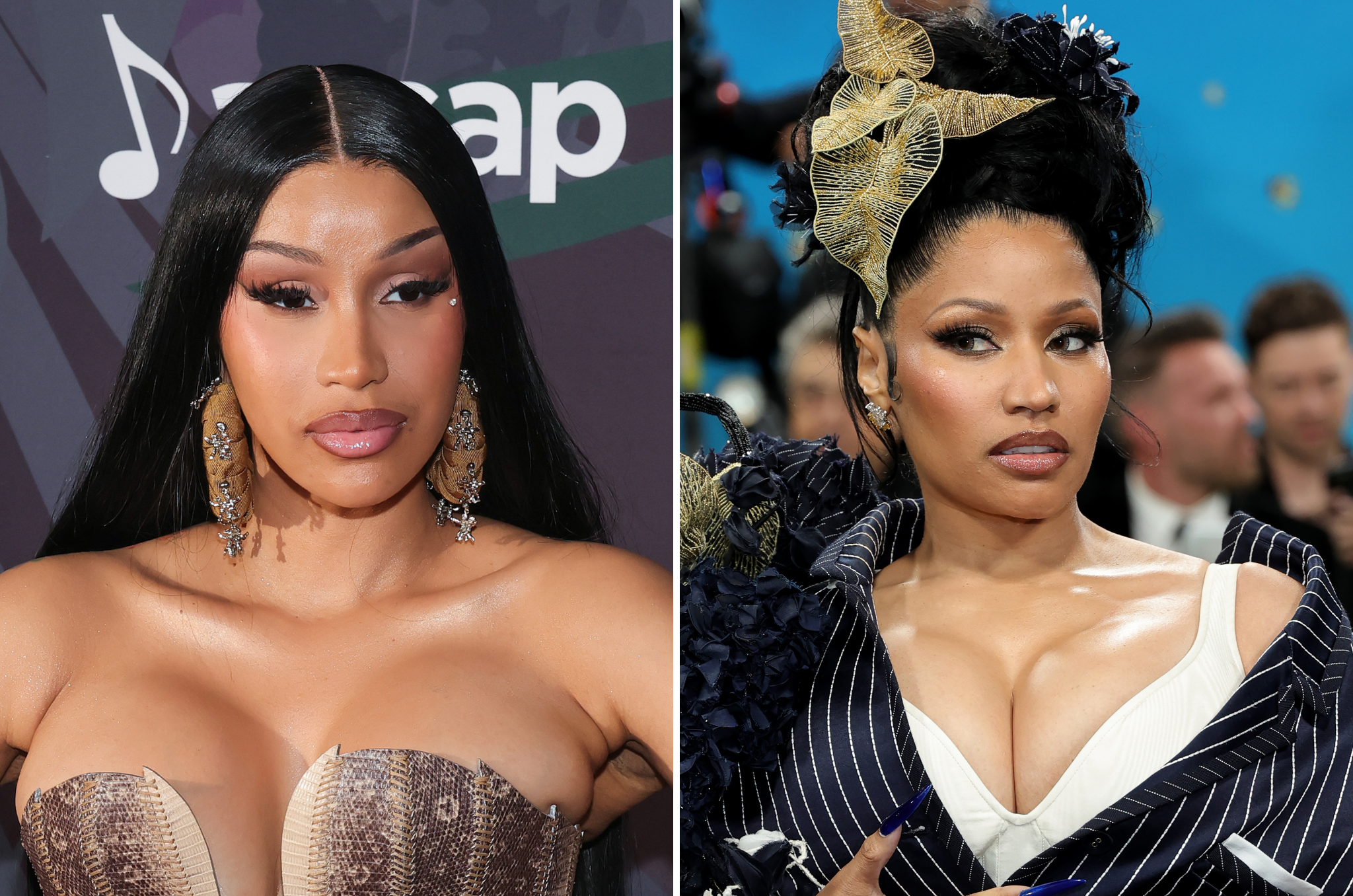 Rappers Cardi B (left) and Nicki Minaj (right) have long been rivals, even getting into a physical fight in 2018